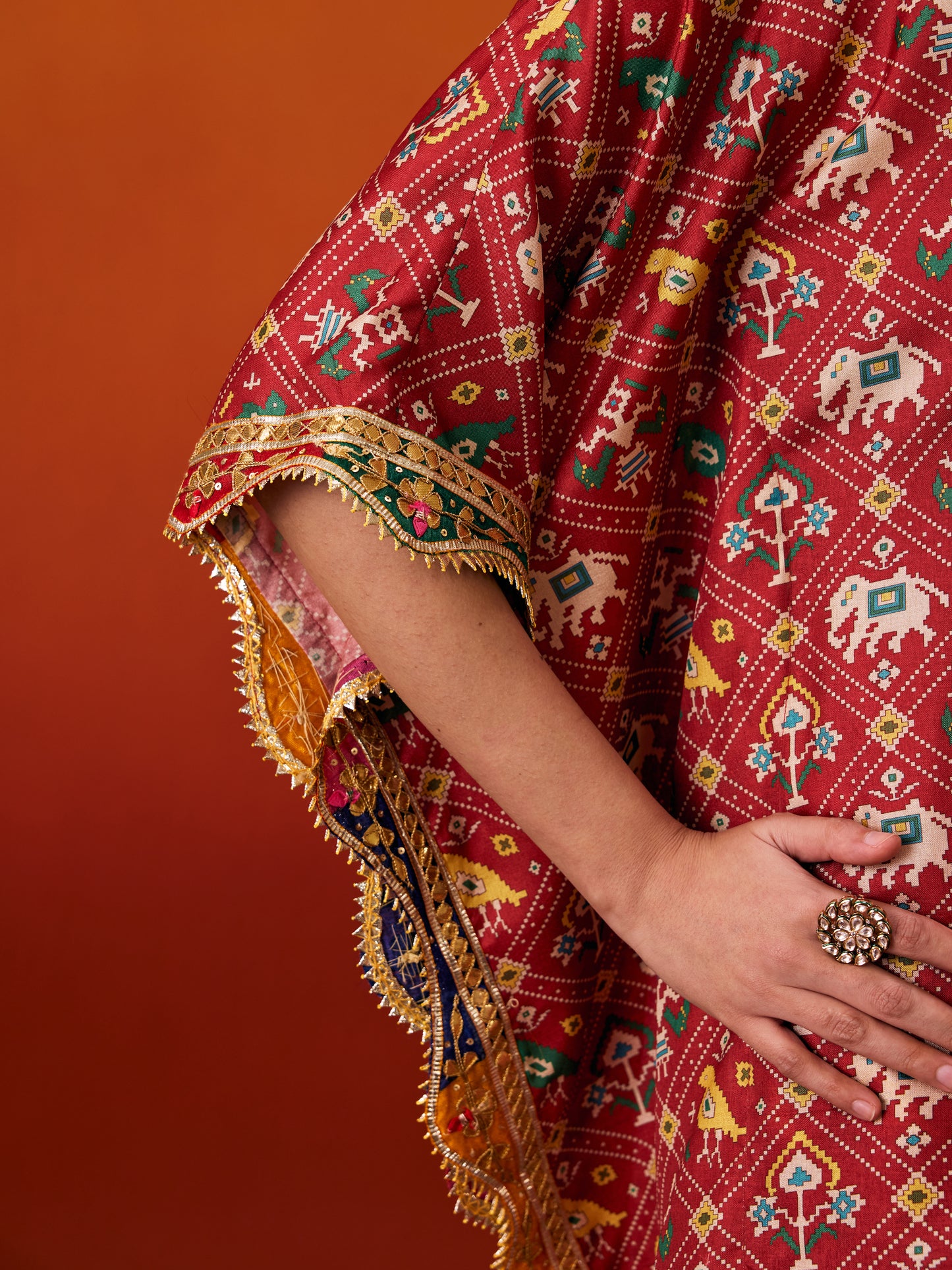 RED PATOLA KAFTAN SET