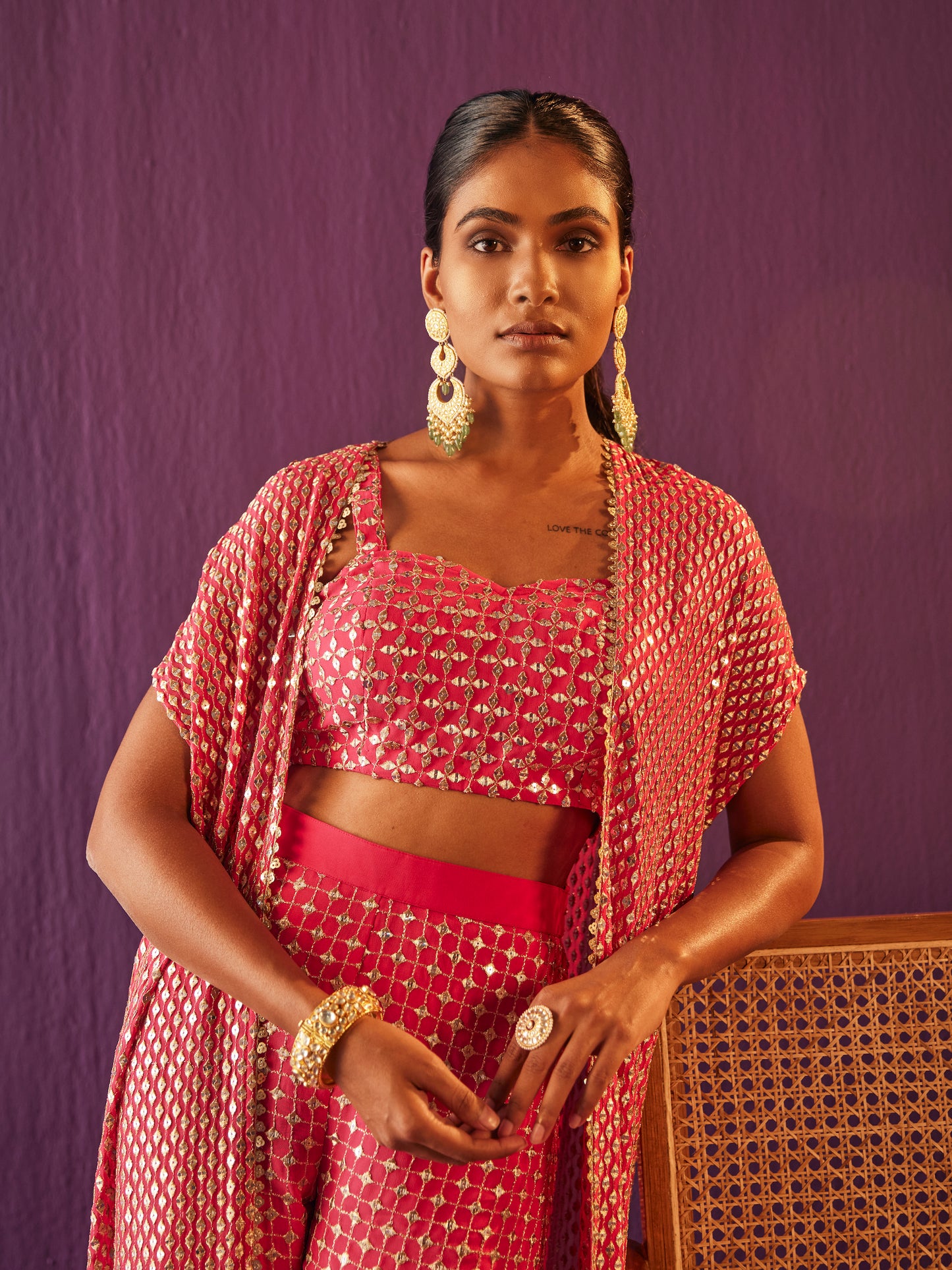 RANI PINK ZARI & SEQUIN 3 PIECE SET