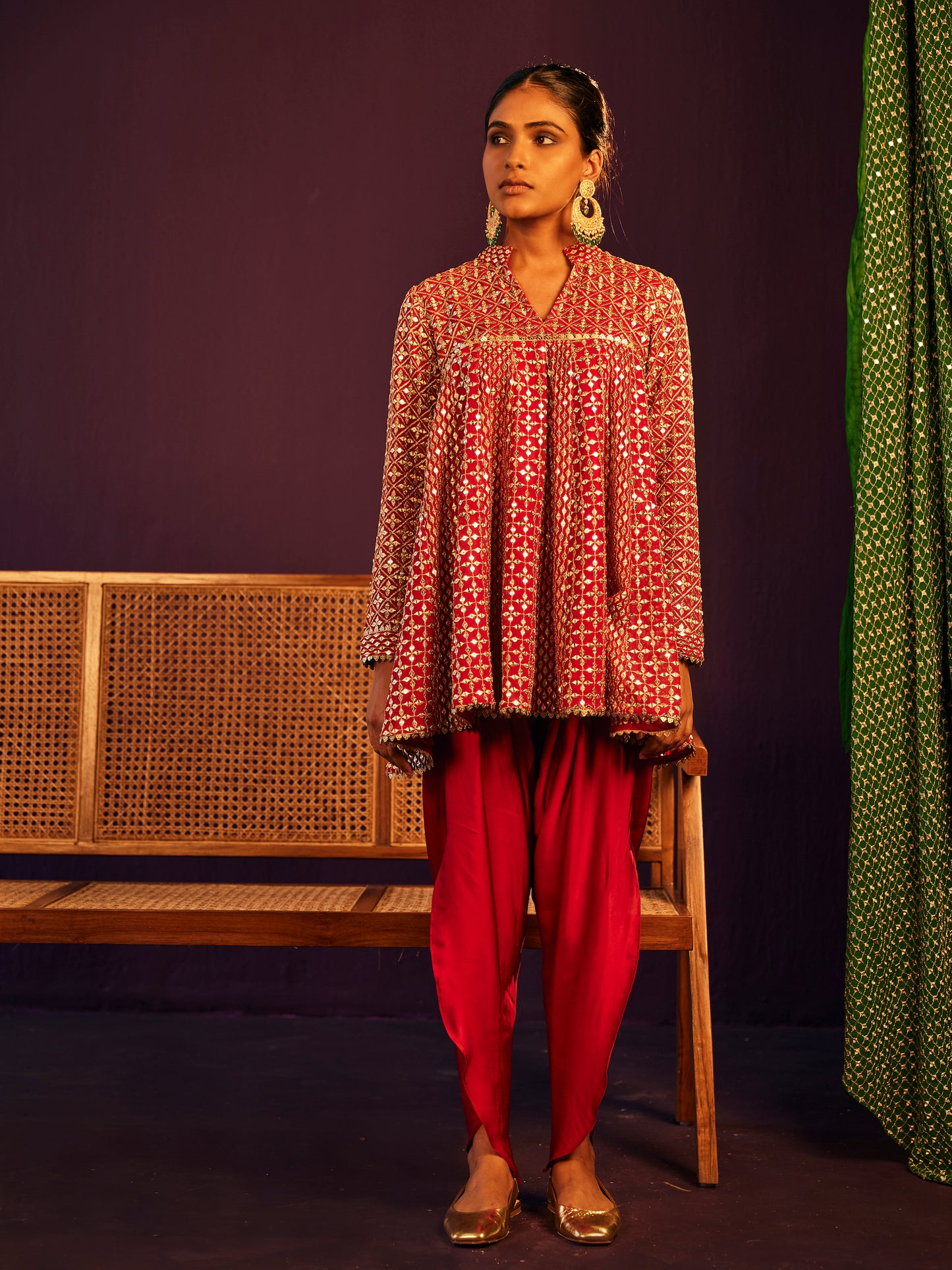 RED ZARI & SEQUIN DHOTI SET