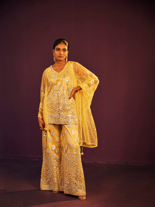 YELLOW FOIL WORK COORD SET