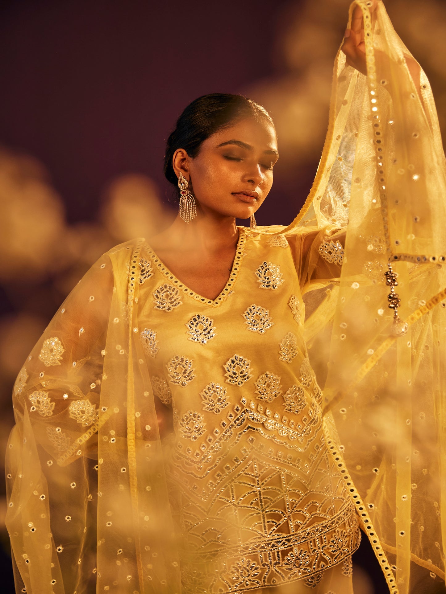 YELLOW FOIL WORK COORD SET