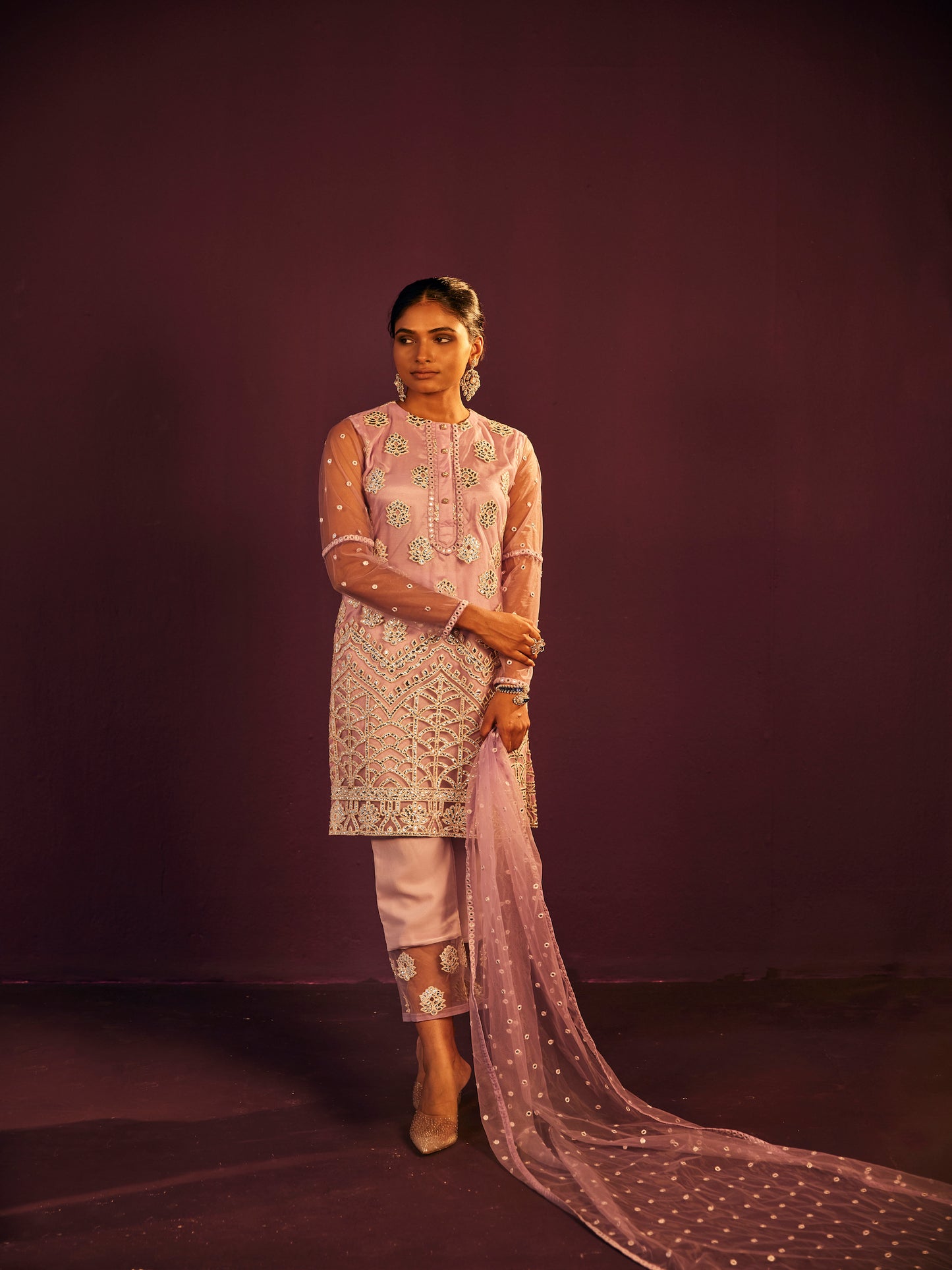 LILAC FOIL WORK COORD SET