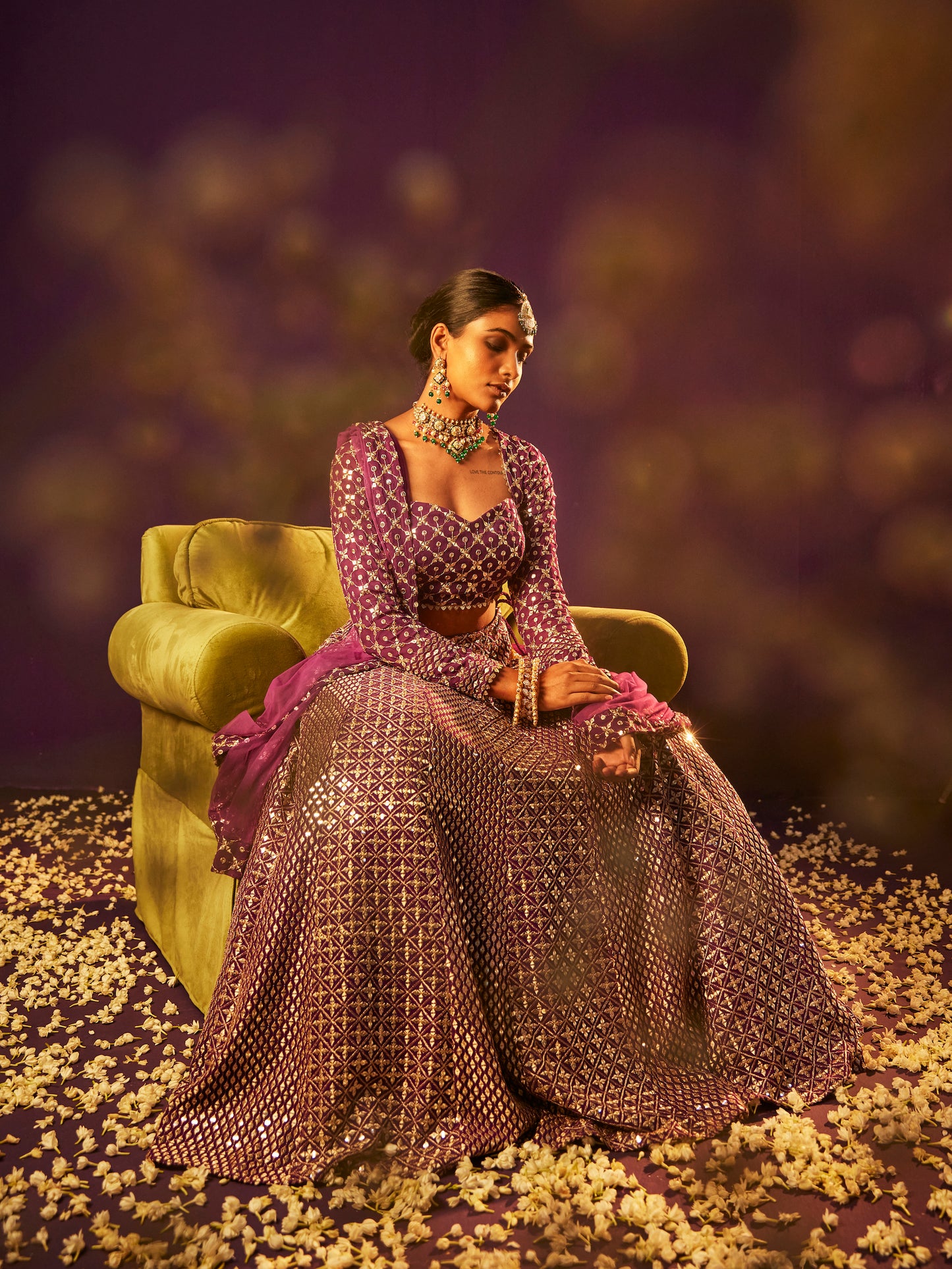 PURPLE ZARI & SEQUIN LEHENGA SET