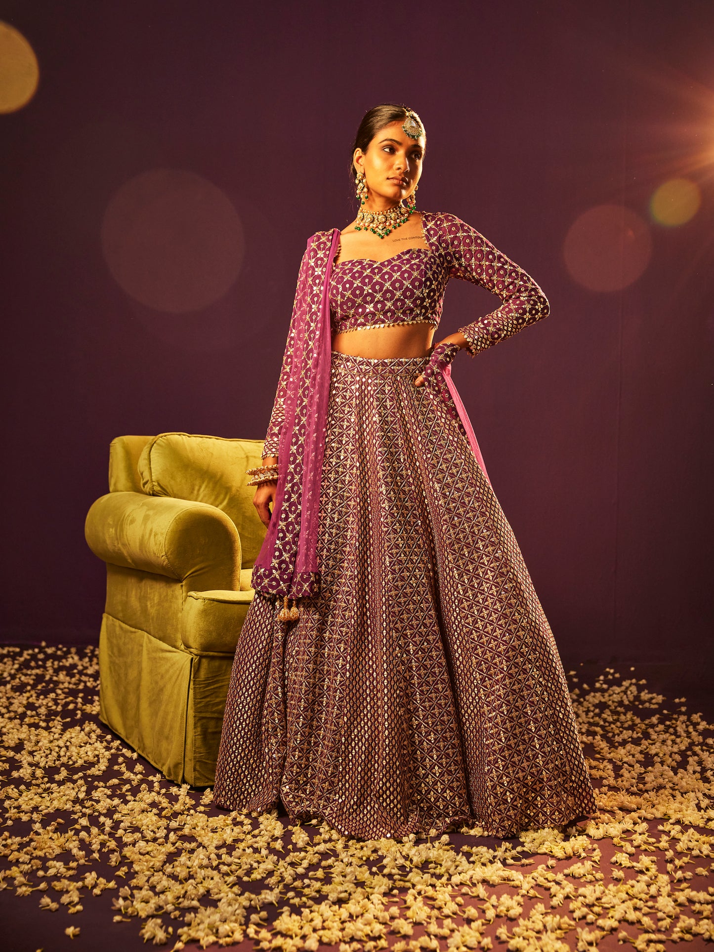 PURPLE ZARI & SEQUIN LEHENGA SET
