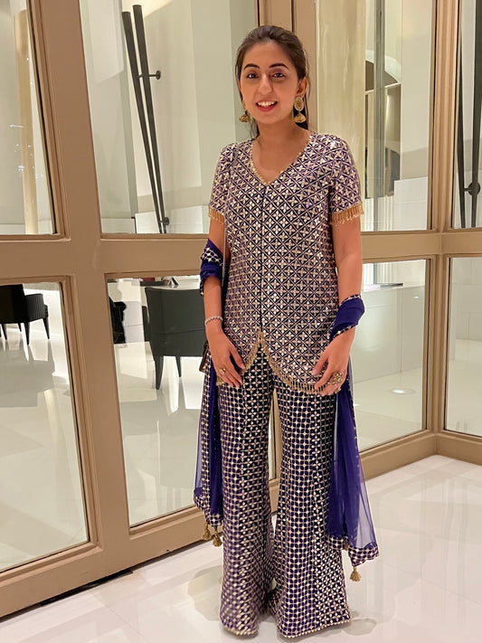 NIKITA KHURANA IN PURPLE ZARI & SEQUIN COORD SET