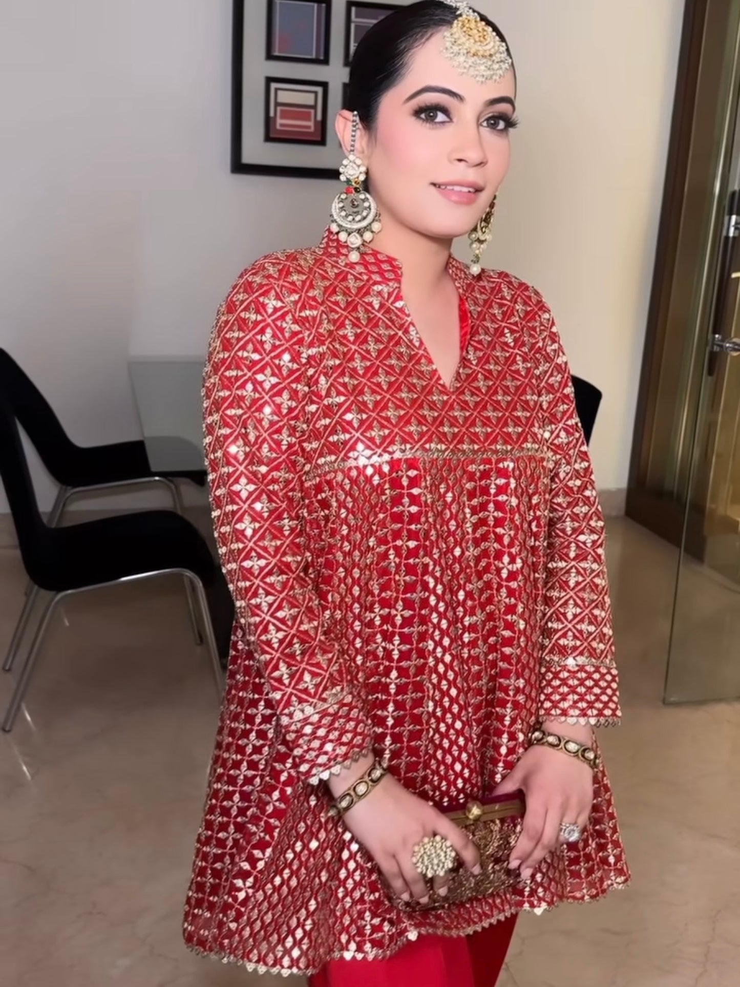 RED ZARI & SEQUIN DHOTI SET