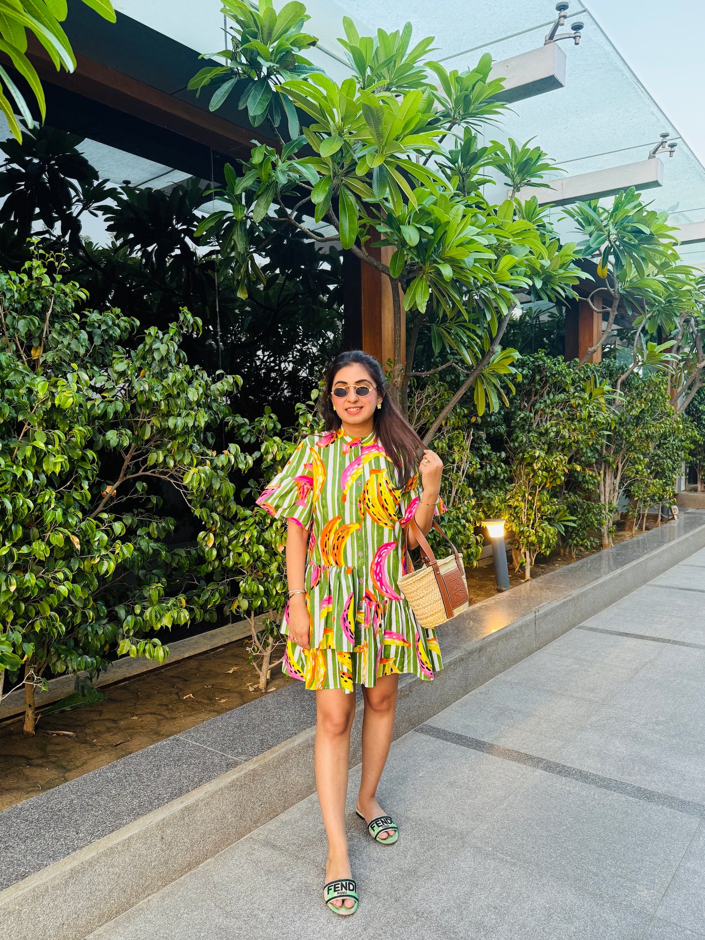 BANANA PRINT COTTON DRESS