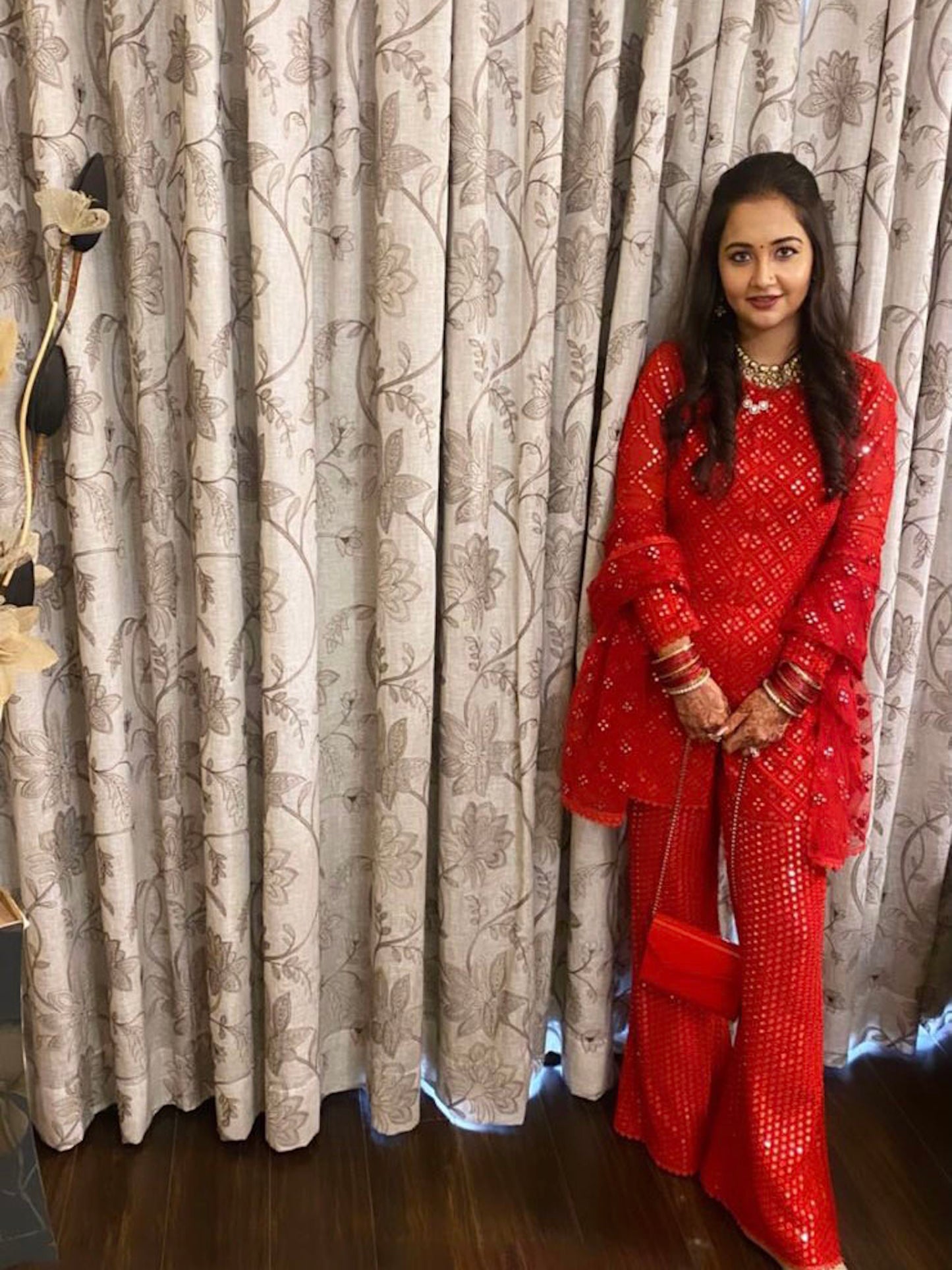 RED MIRROR WORK COORD SET