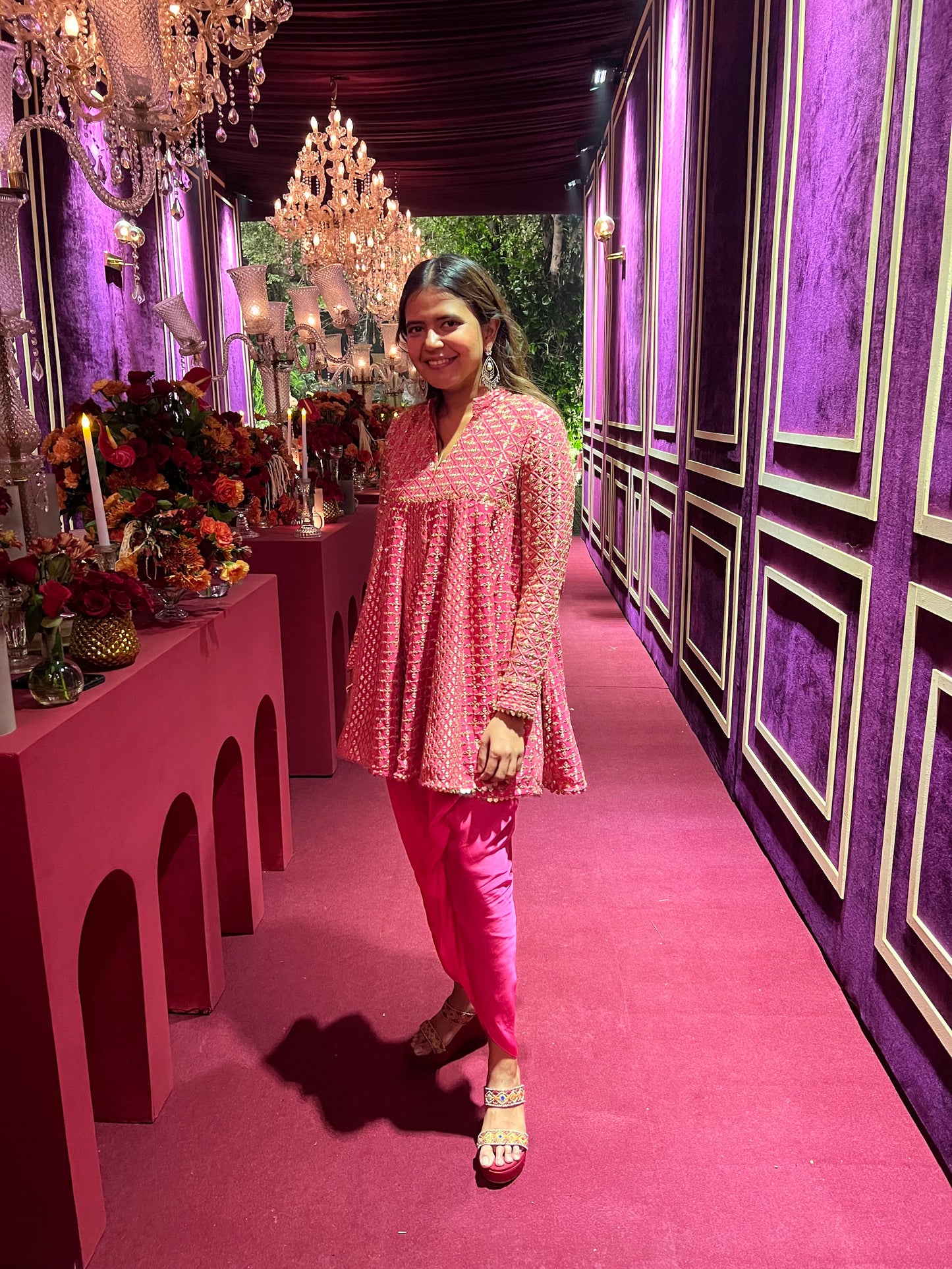 RANI PINK ZARI & SEQUIN DHOTI SET
