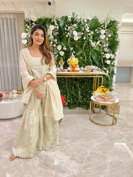 THE CISTER CO IN IVORY GOTA WORK GARARA SET