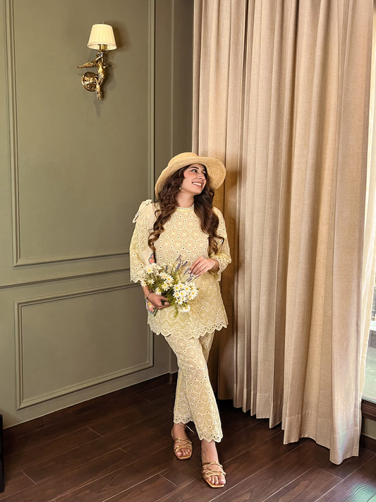 SANIA CHADHA IN LEMON COTTON COORD SET