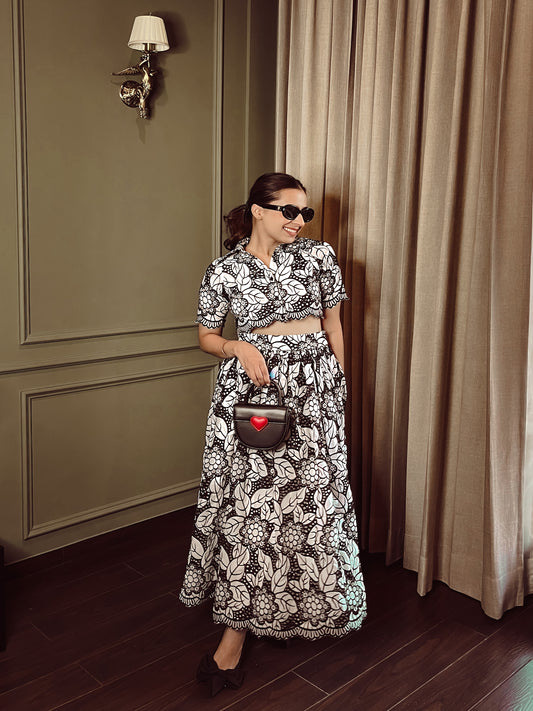 SANIA CHADHA IN BLACK COTTON SKIRT COORD SET