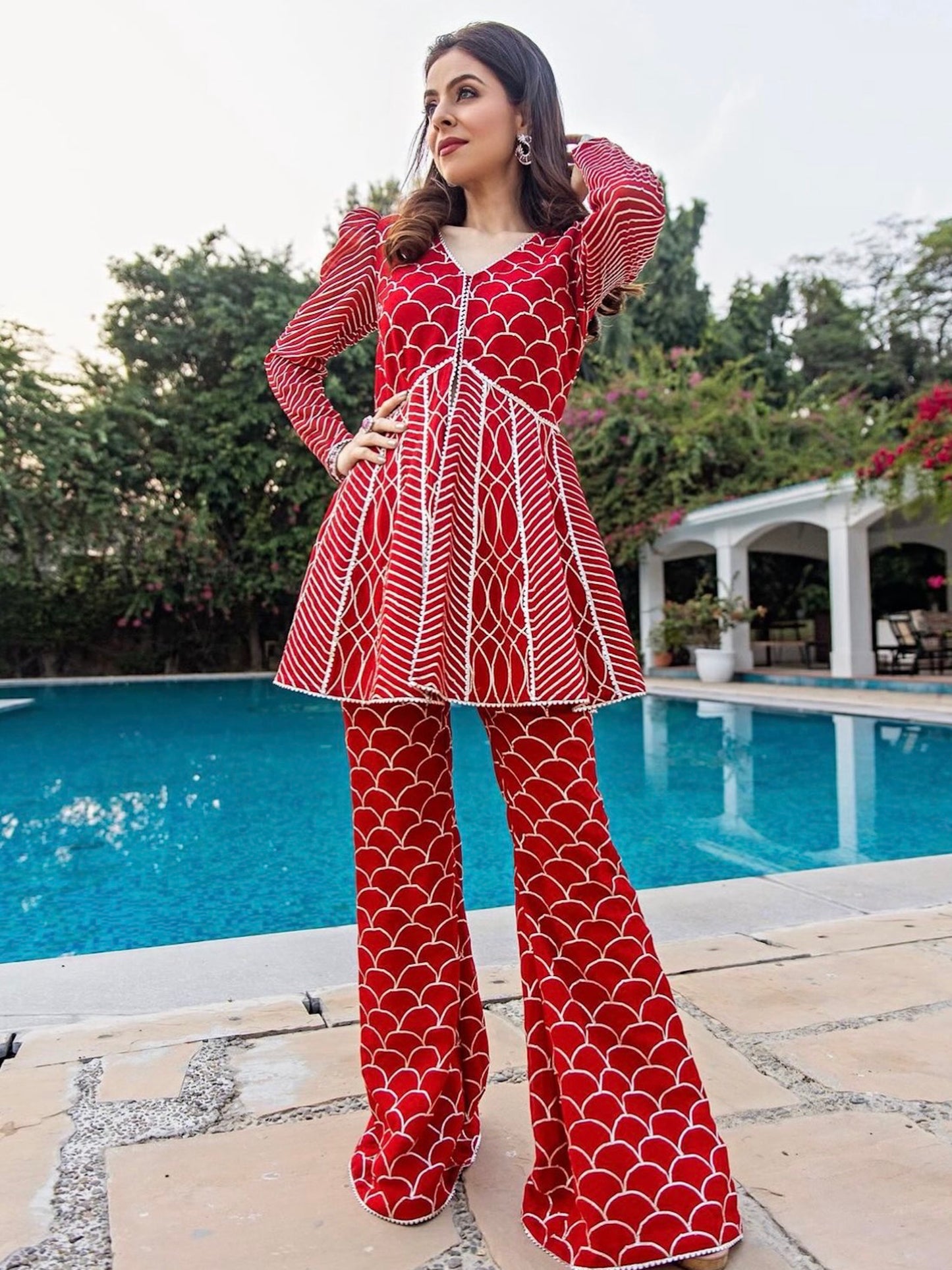 SONAM PAL IN RED GOTA WORK PEPLUM SET