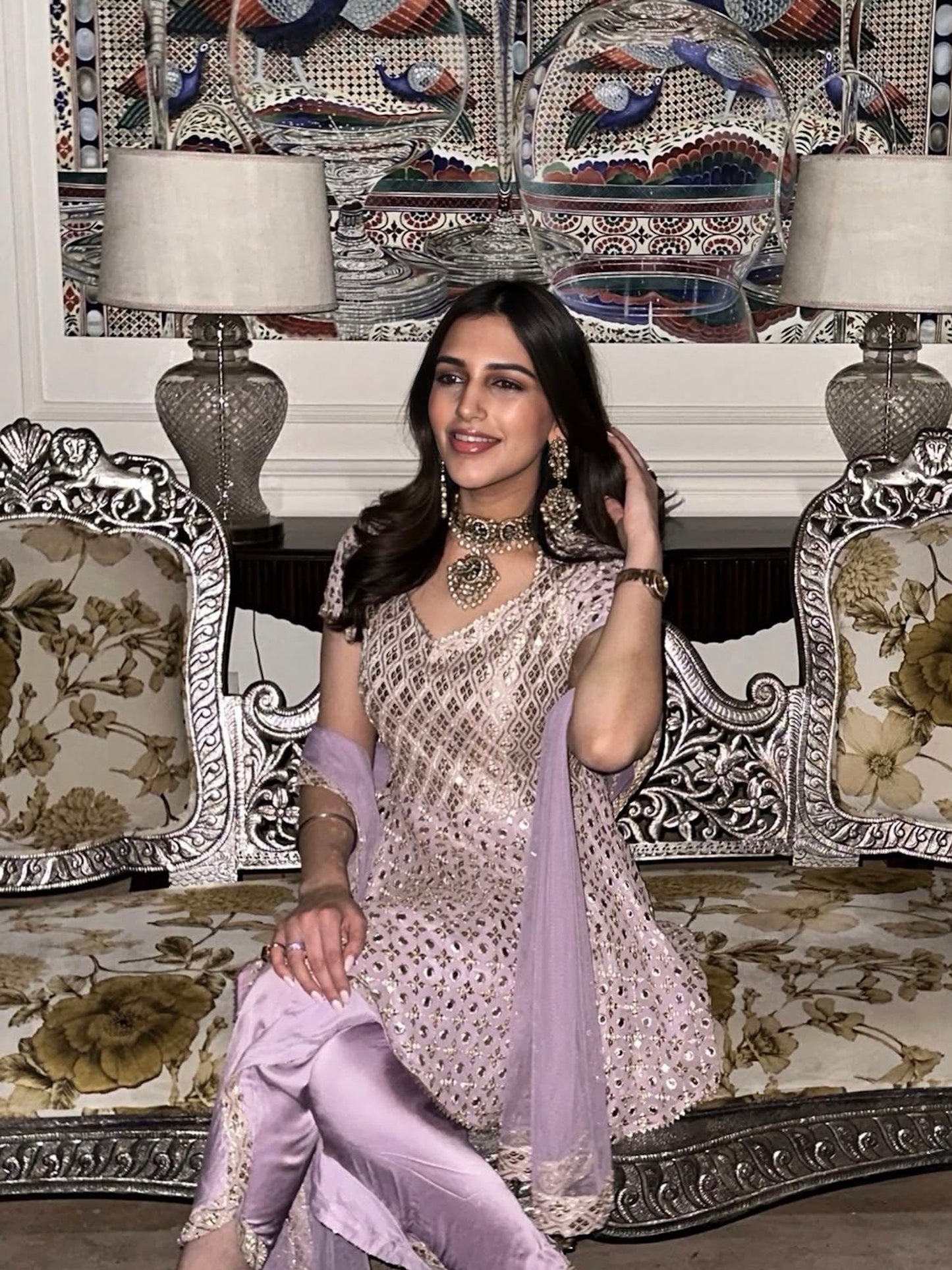 AALIA MOHAN IN LILAC ZARI & SEQUIN PEPLUM SET WITH DUPATTA