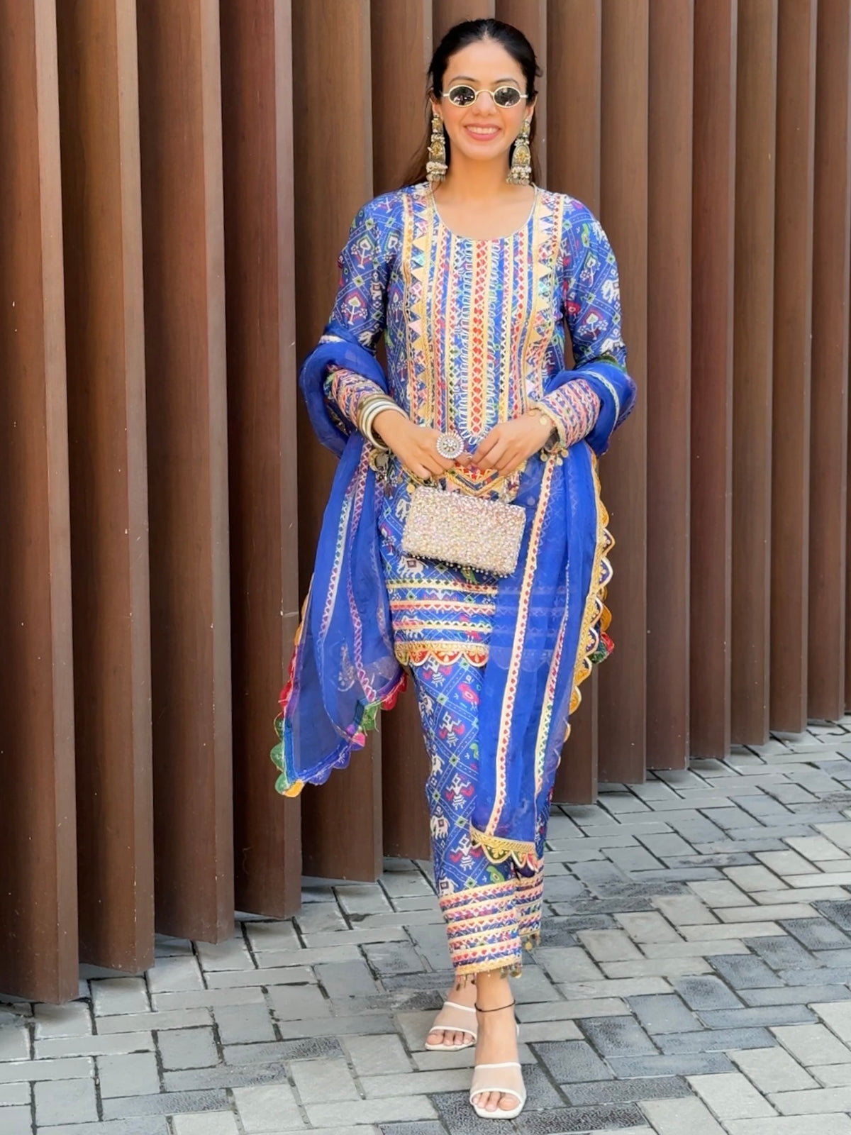 SNEHA ADWANI IN BLUE PATOLA KURTA SET