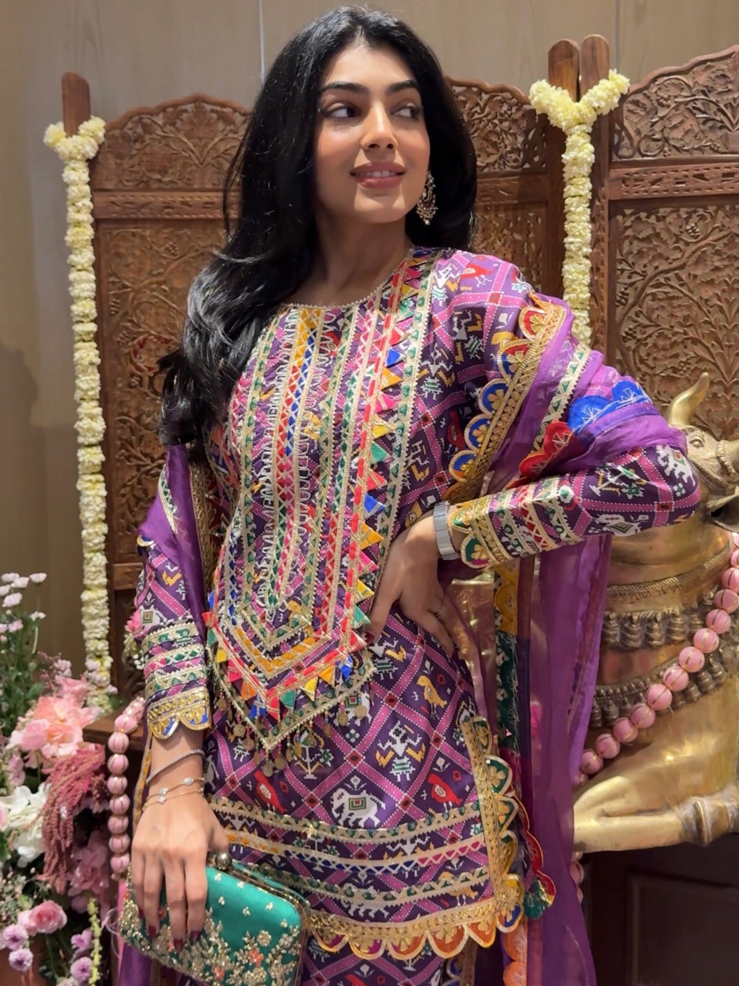 SHIMOLI KAPASI IN PURPLE PATOLA SUIT SET