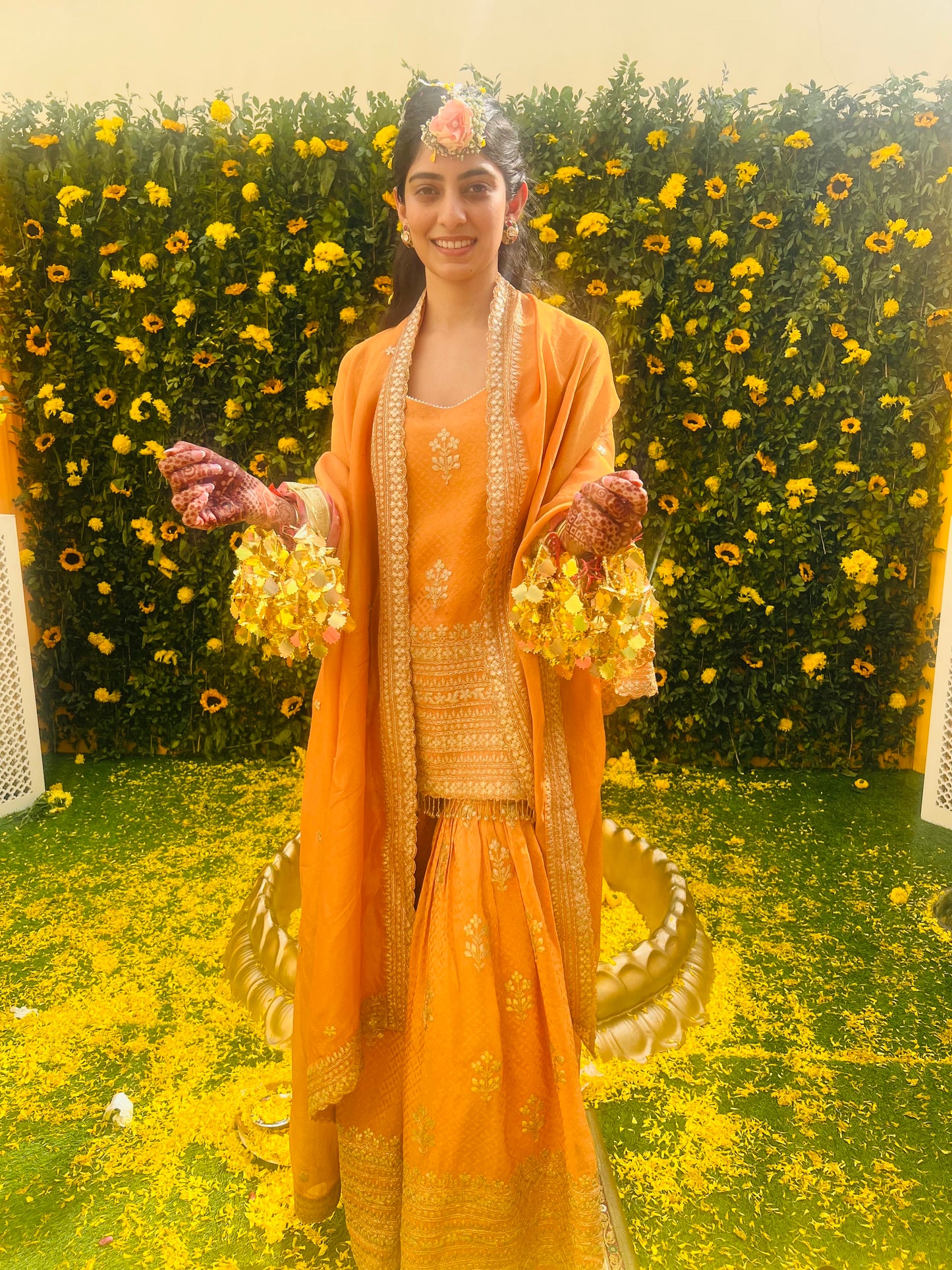 RHEA KHOSLA IN ORANGE BANARSI SHARARA SET