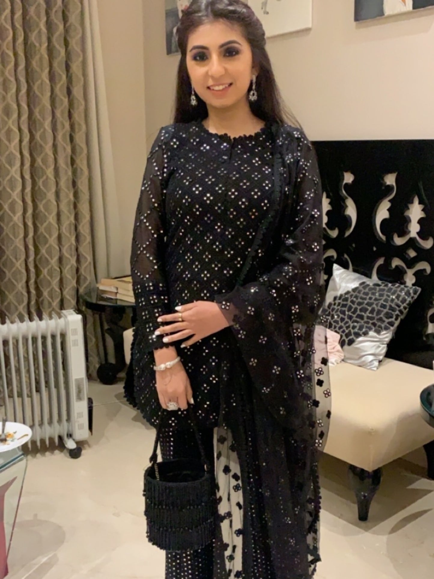 NIKITA KHURANA IN BLACK MIRROR WORK COORD SET