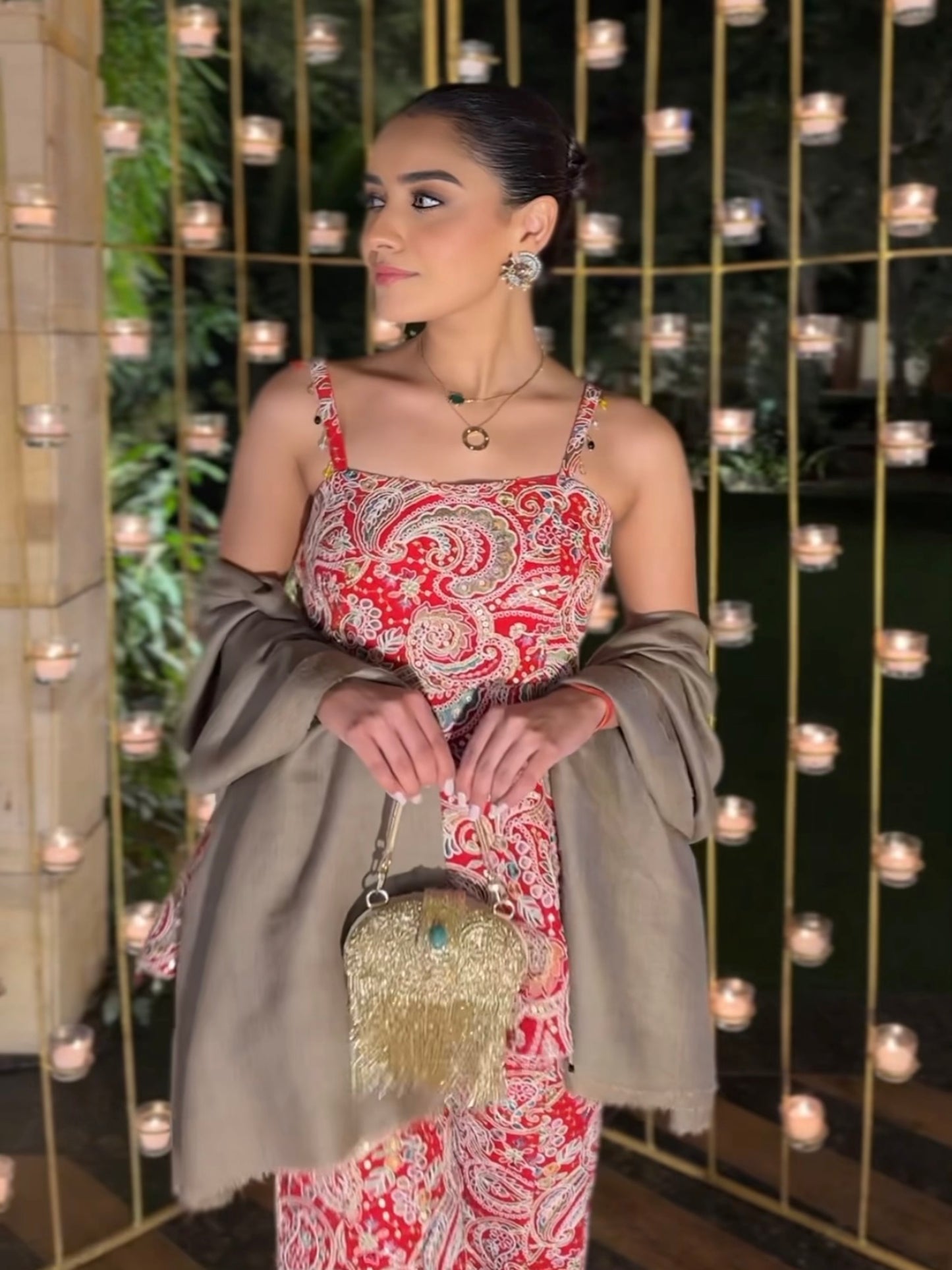 SHIVANI GIRDHAR IN RED MULTI COLOR EMBROIDERED PEPLUM SET