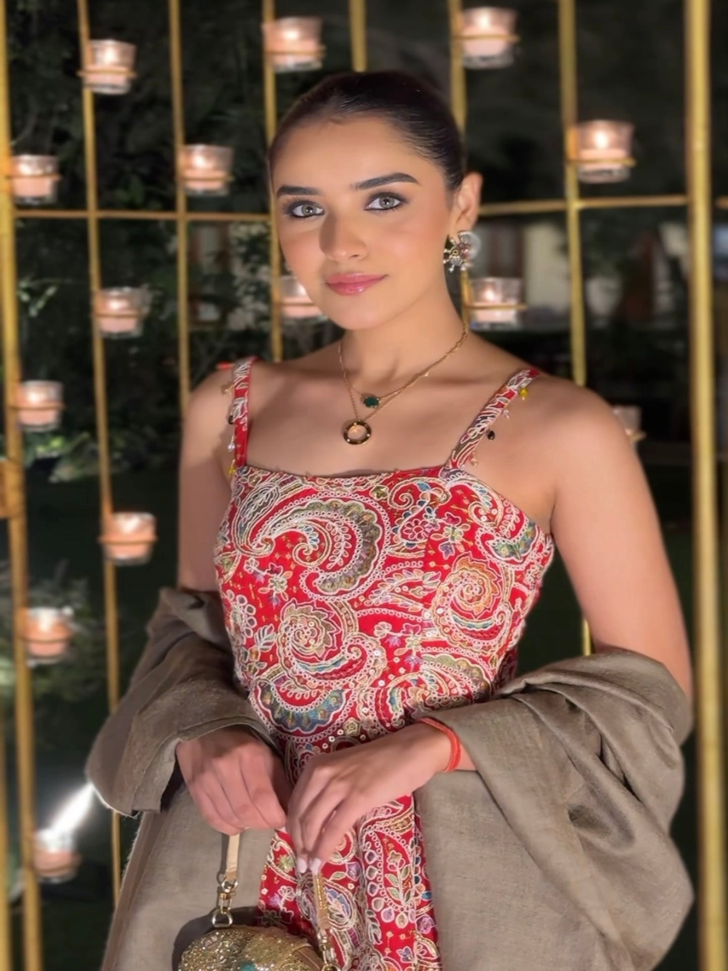 SHIVANI GIRDHAR IN RED MULTI COLOR EMBROIDERED PEPLUM SET