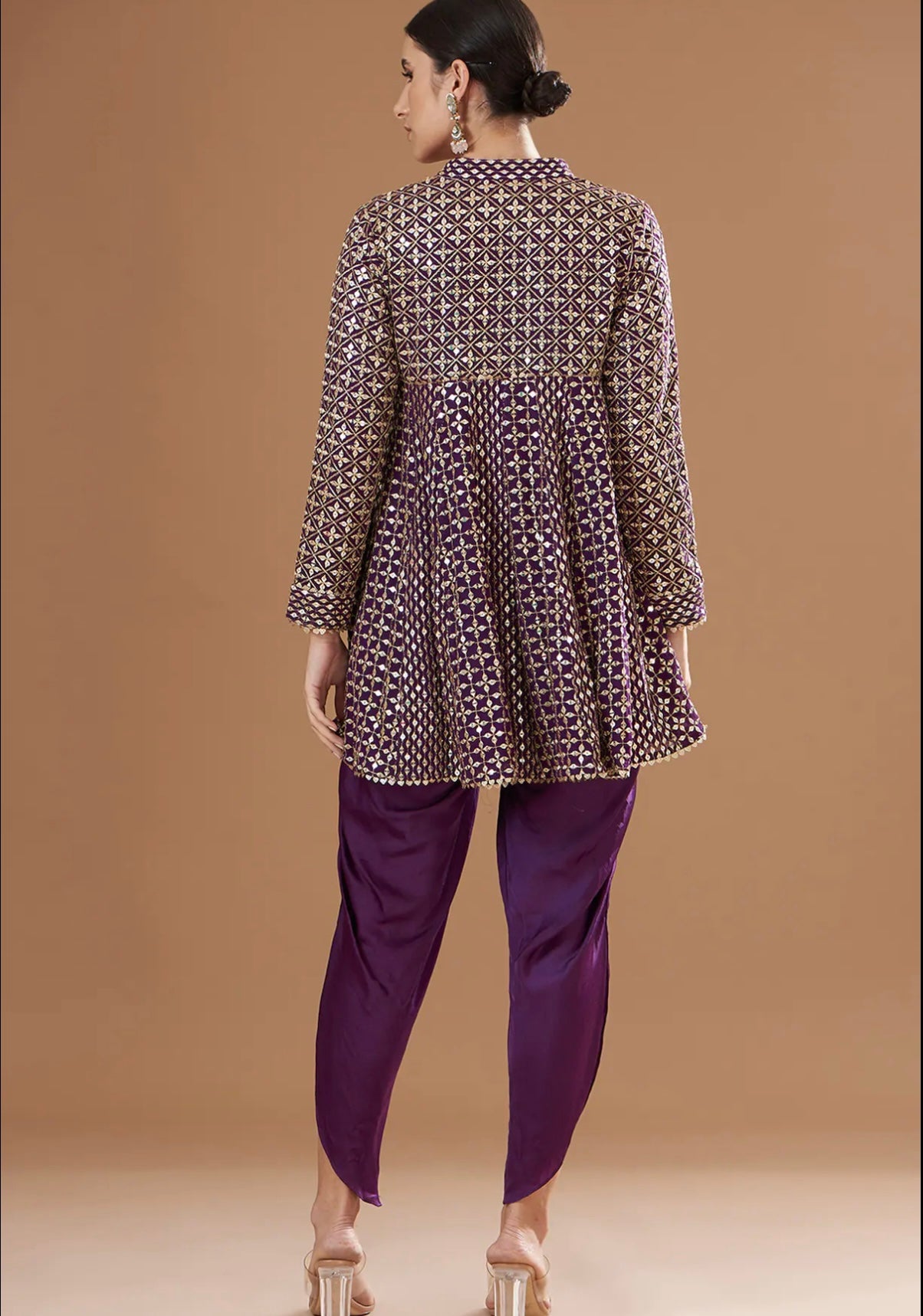 PURPLE ZARI & SEQUIN DHOTI SET