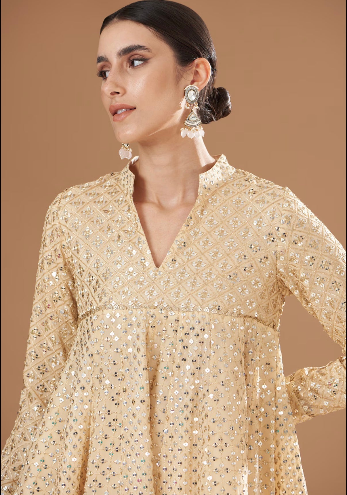 IVORY ZARI & SEQUIN DHOTI SET