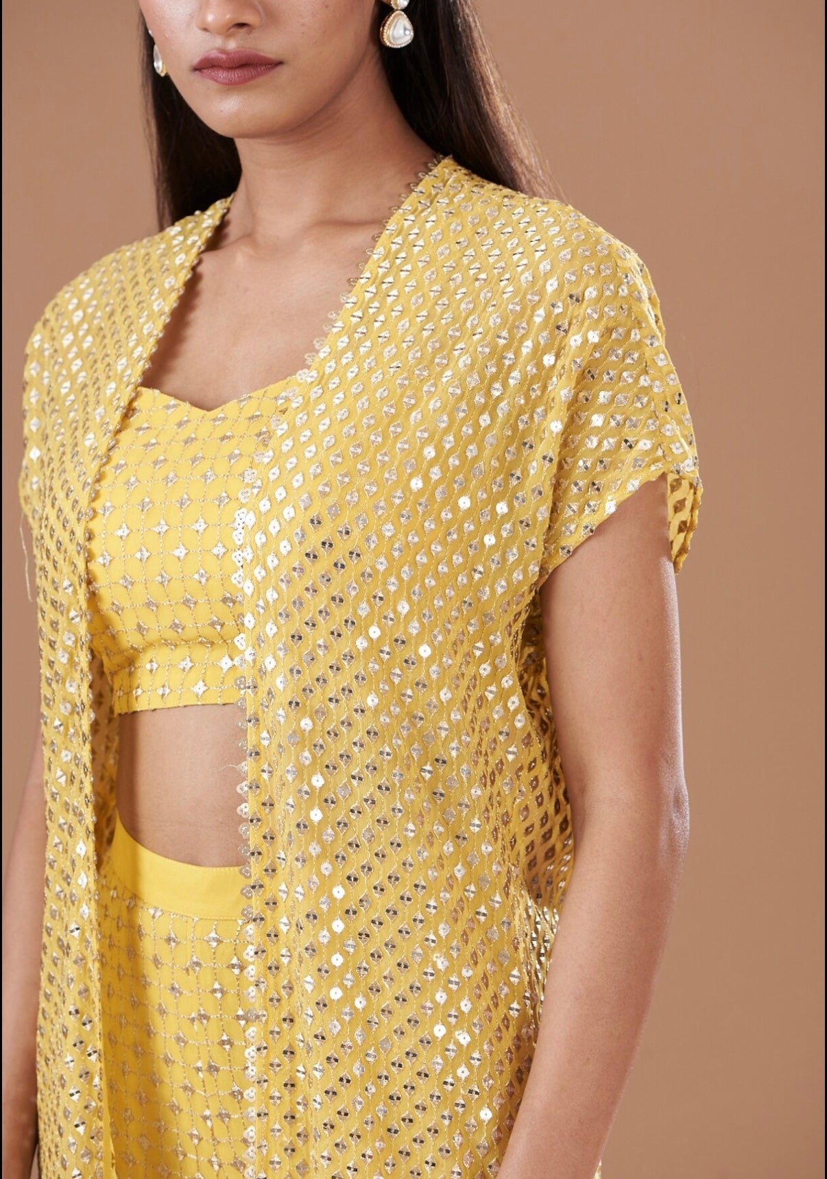 YELLOW ZARI & SEQUIN 3 PIECE SET
