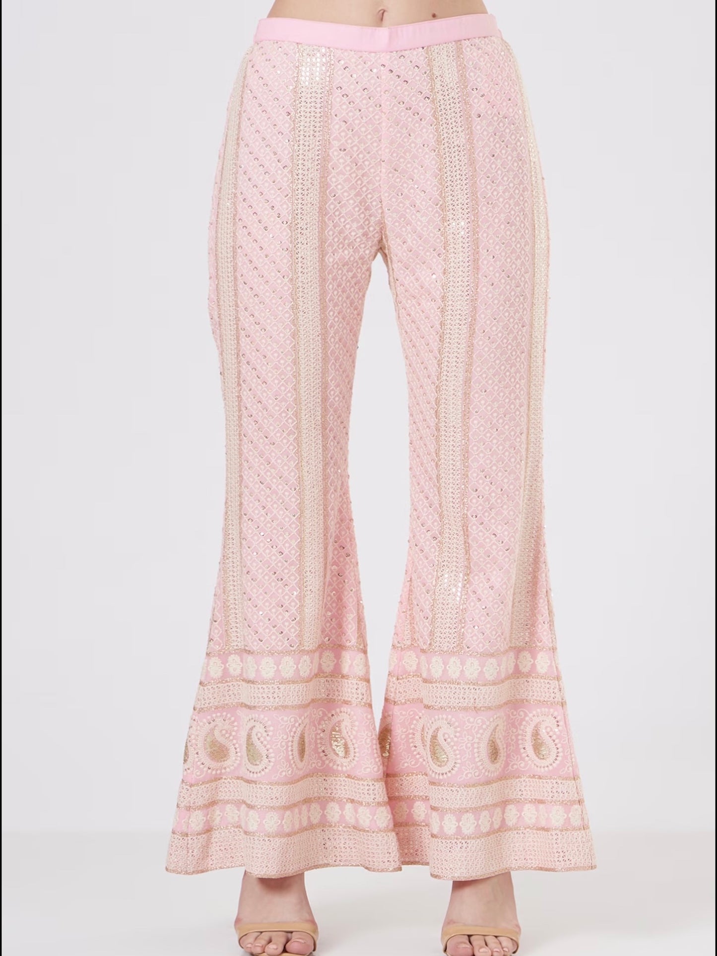 PINK CHIKANKARI PEPLUM COORD SET