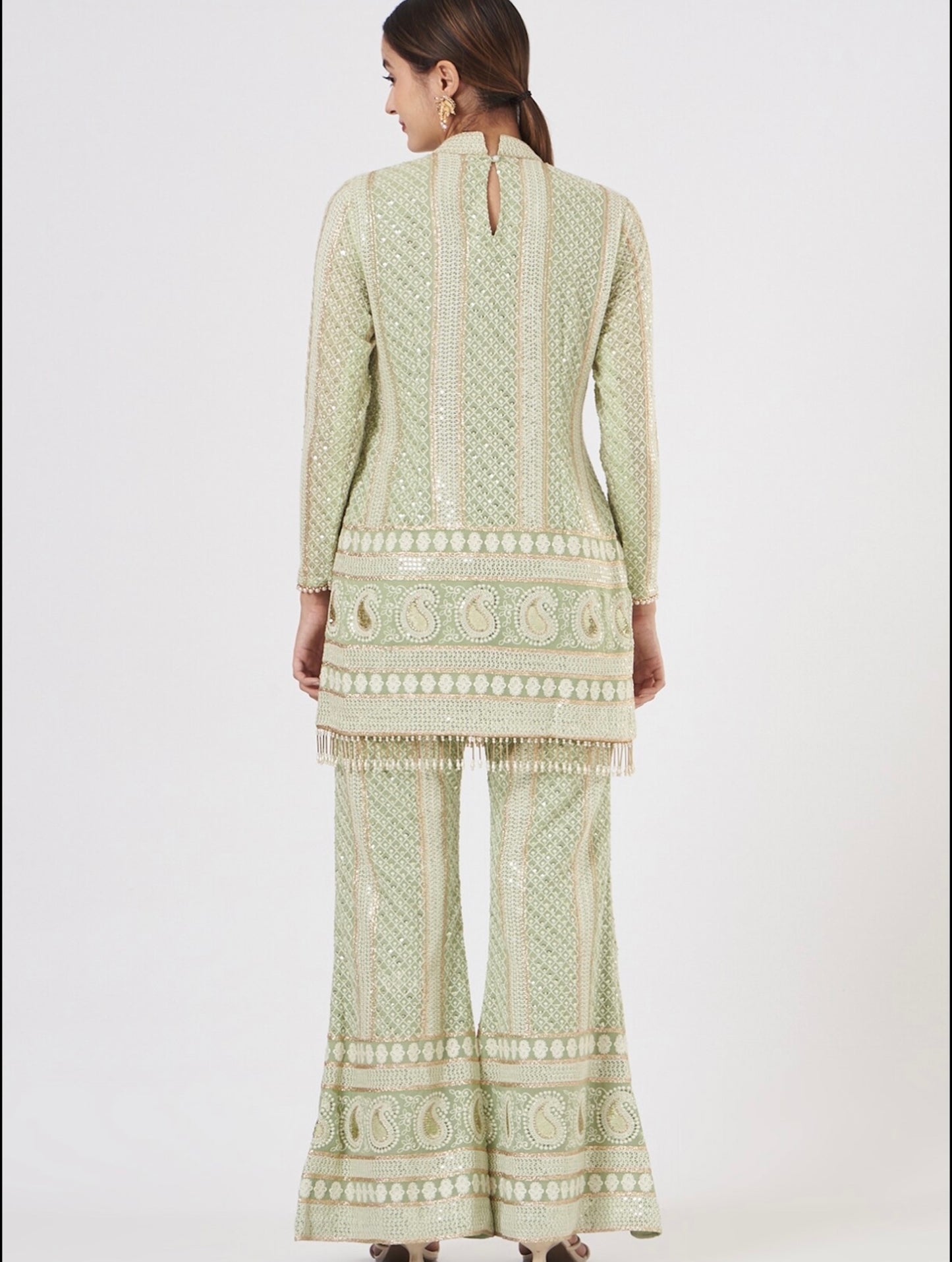 LIME GREEN CHIKANKARI COORD SET
