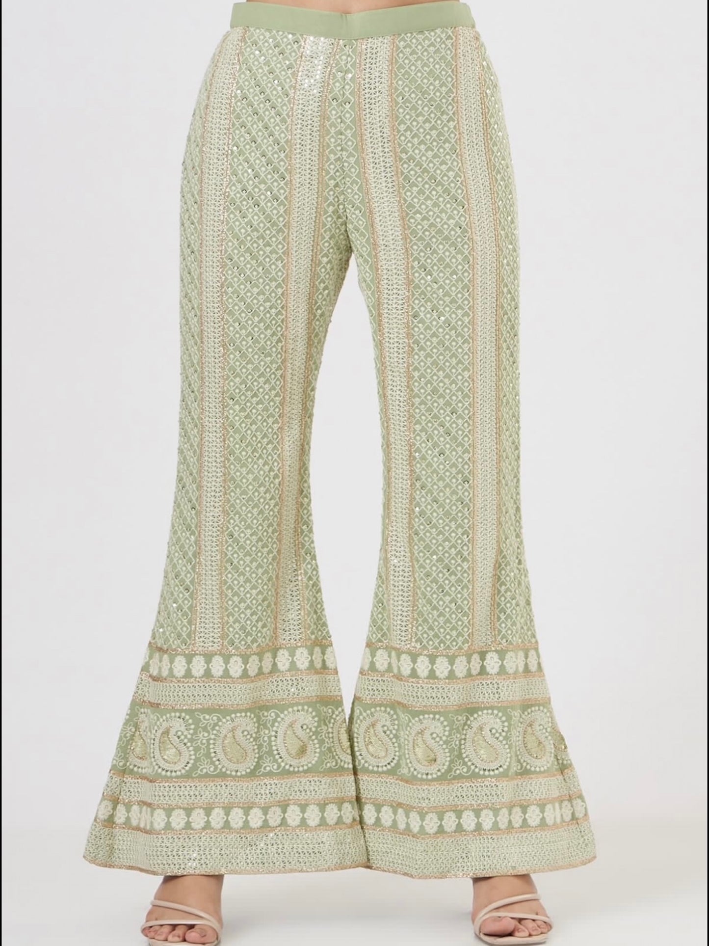 LIME GREEN CHIKANKARI COORD SET