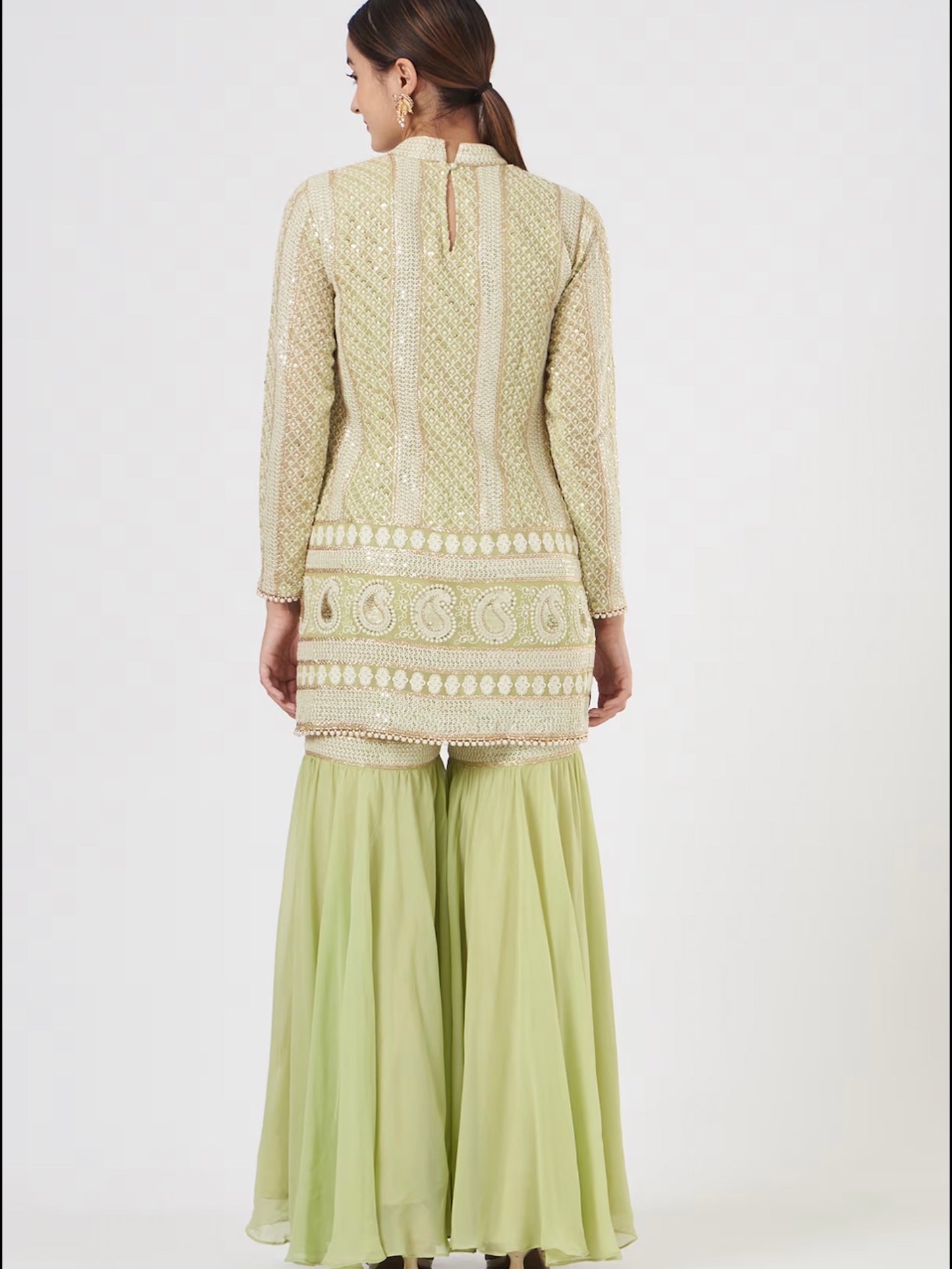 GREEN CHIKANKARI GARARA SET