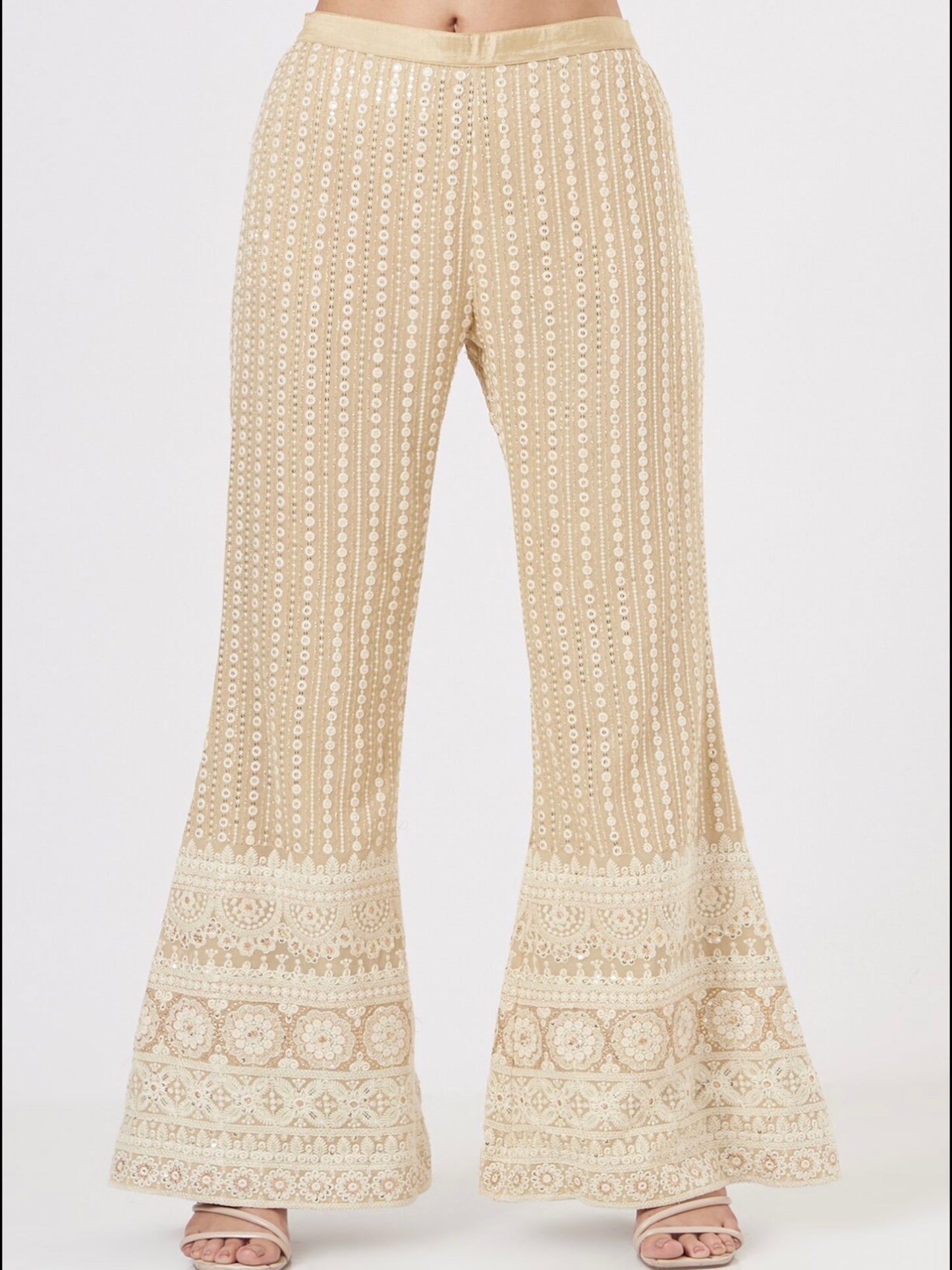 BEIGE CHIKANKARI COORD SET