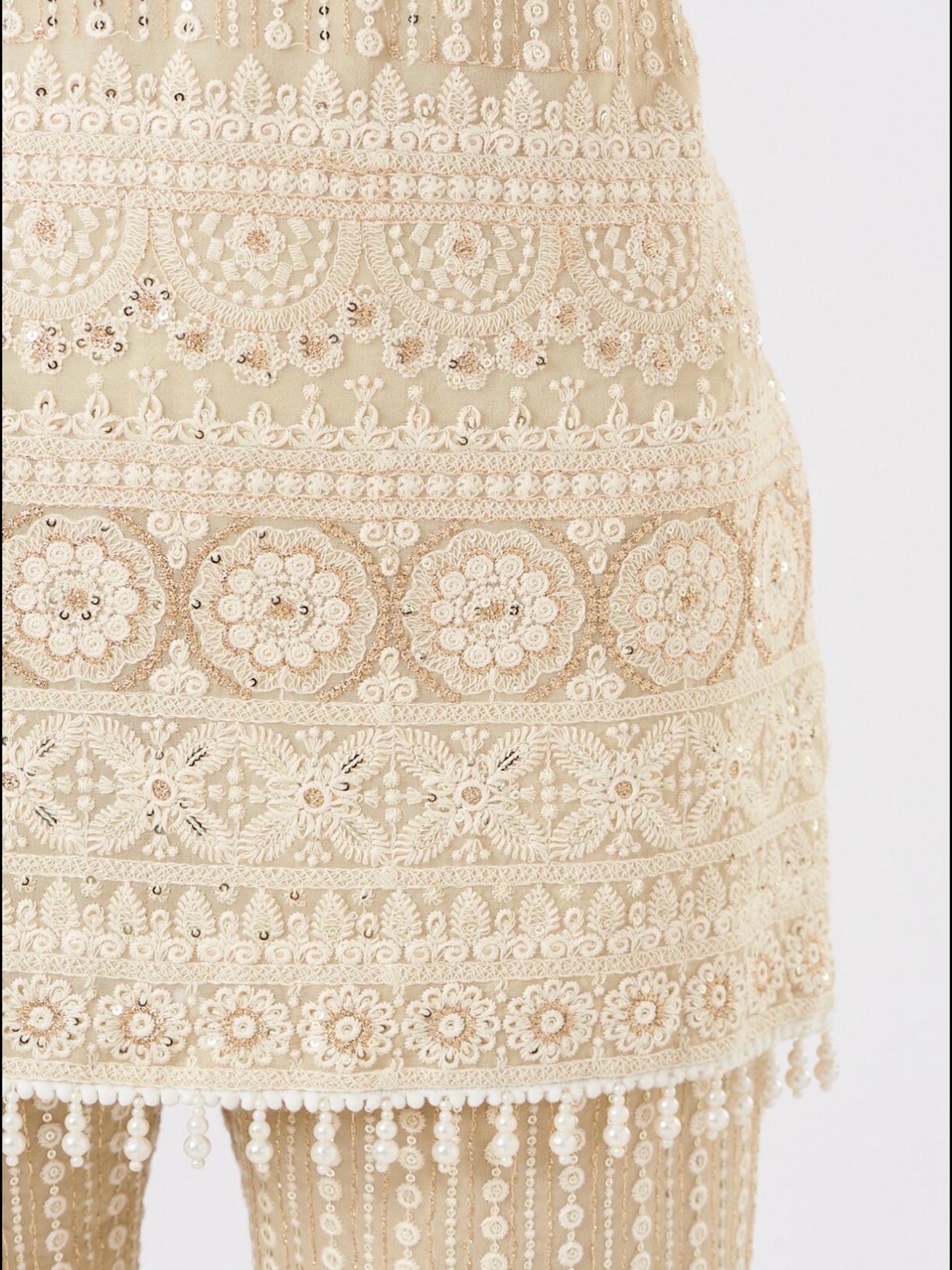 BEIGE CHIKANKARI COORD SET