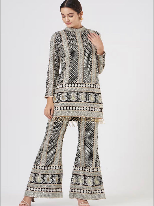 BLACK CHIKANKARI COORD SET