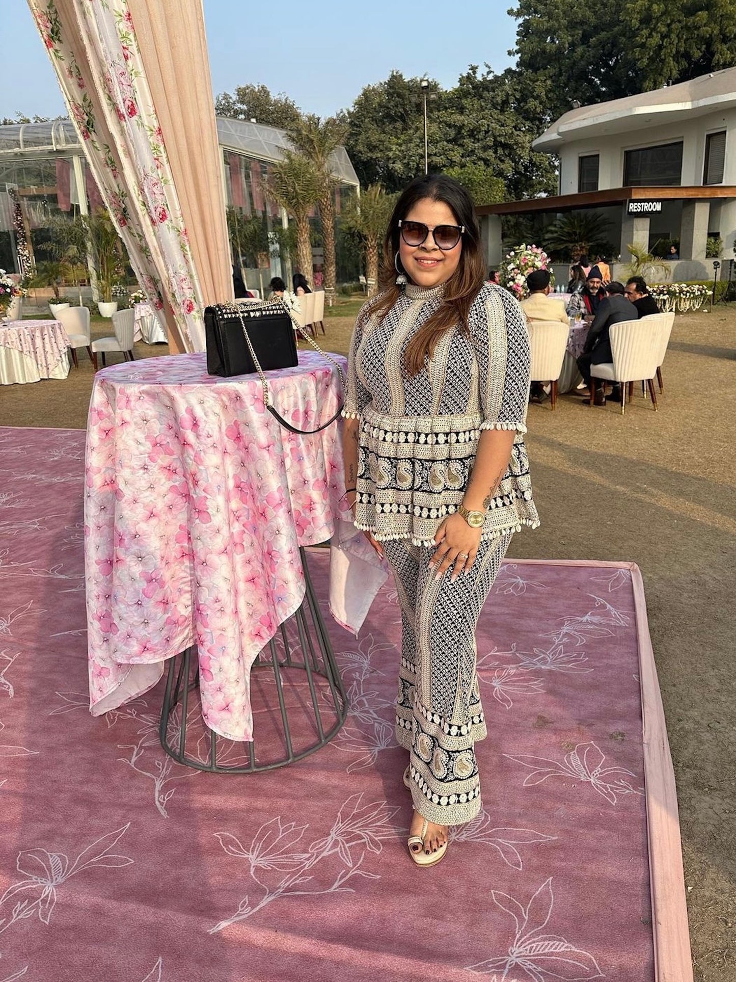 BLACK CHIKANKARI PEPLUM COORD SET