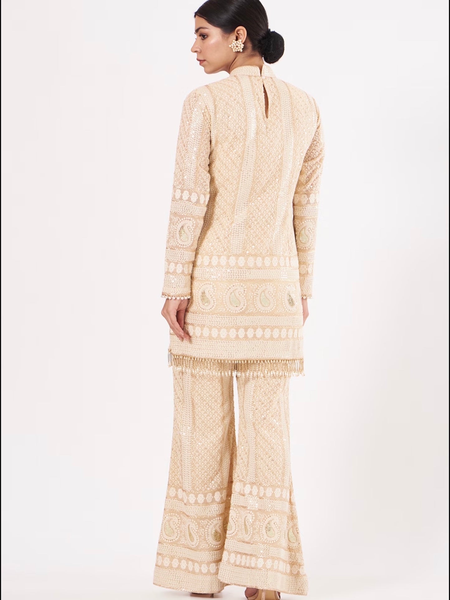 BEIGE CHIKANKARI COORD SET