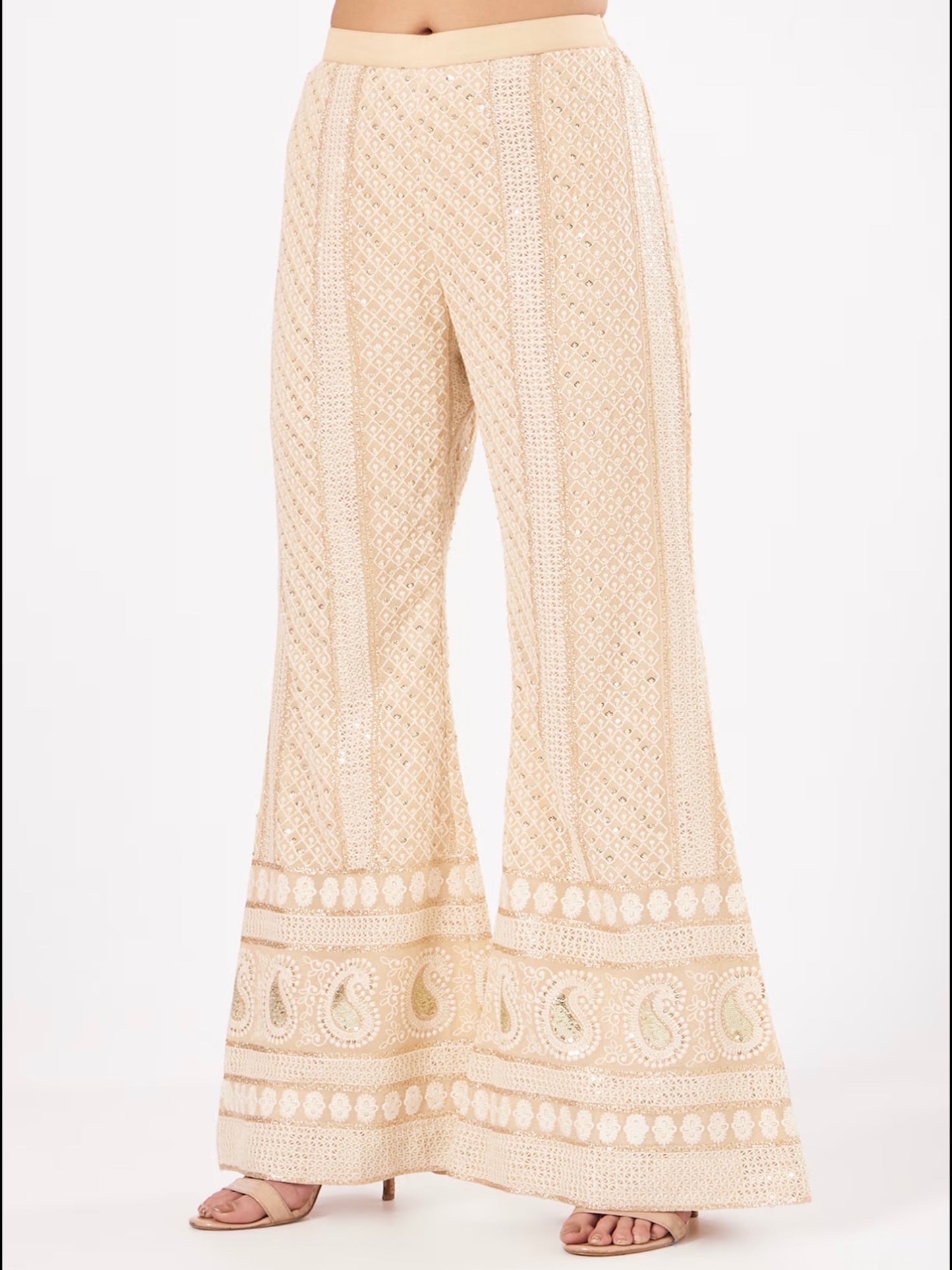 BEIGE CHIKANKARI COORD SET