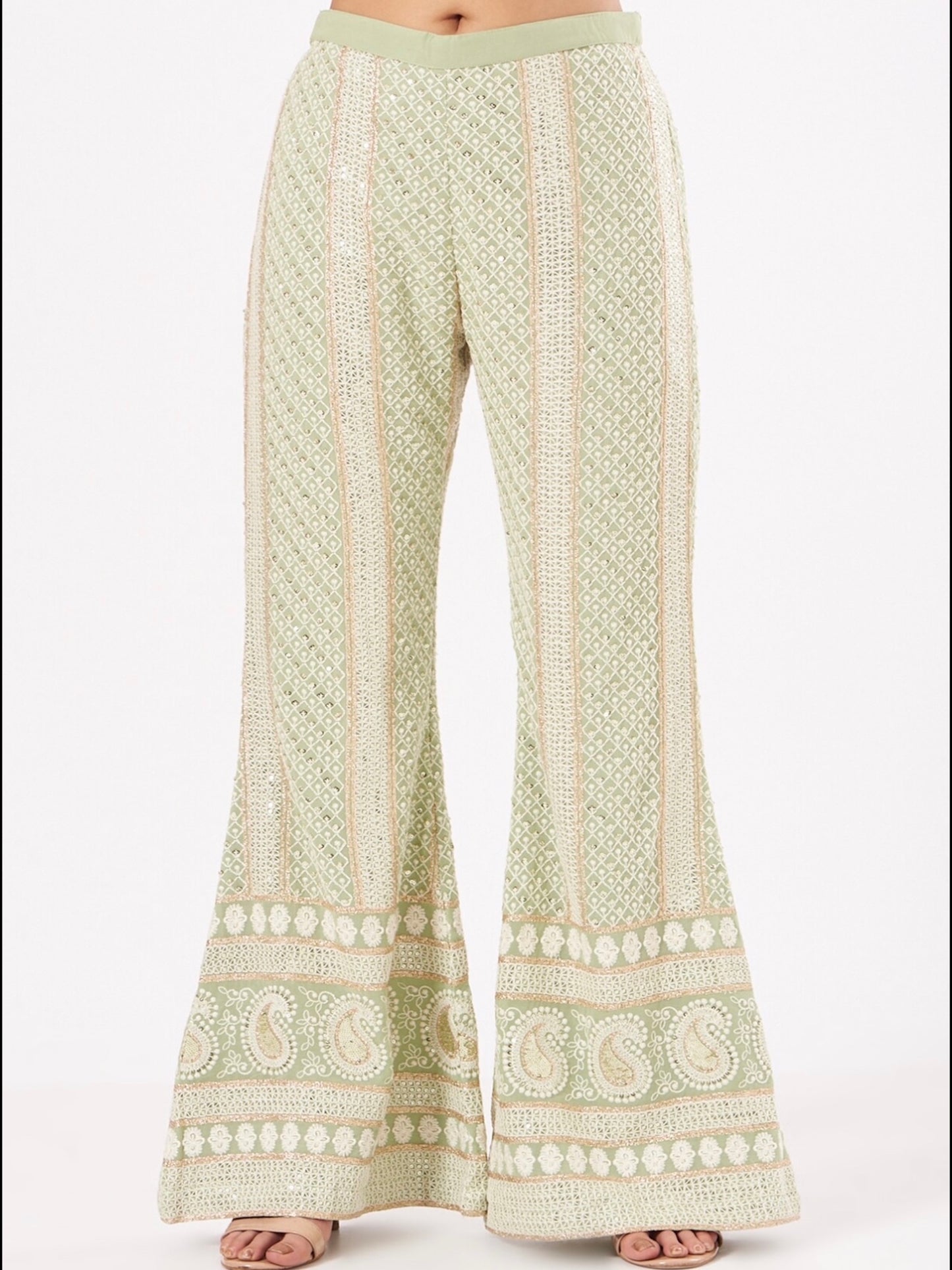 LIME GREEN CHIKANKARI PEPLUM COORD SET