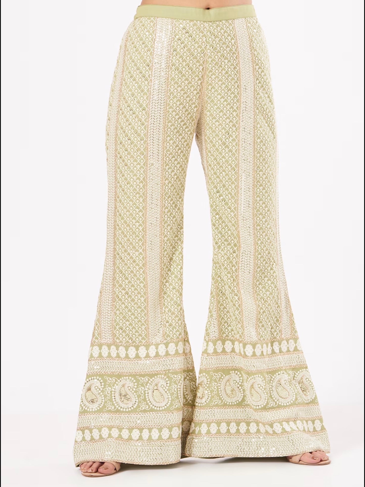 GREEN CHIKANKARI COORD SET