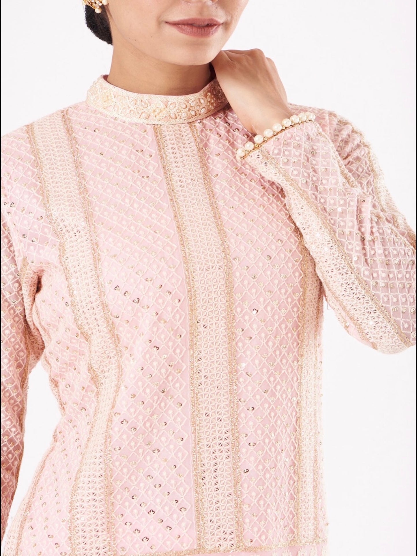 PINK CHIKANKARI COORD SET