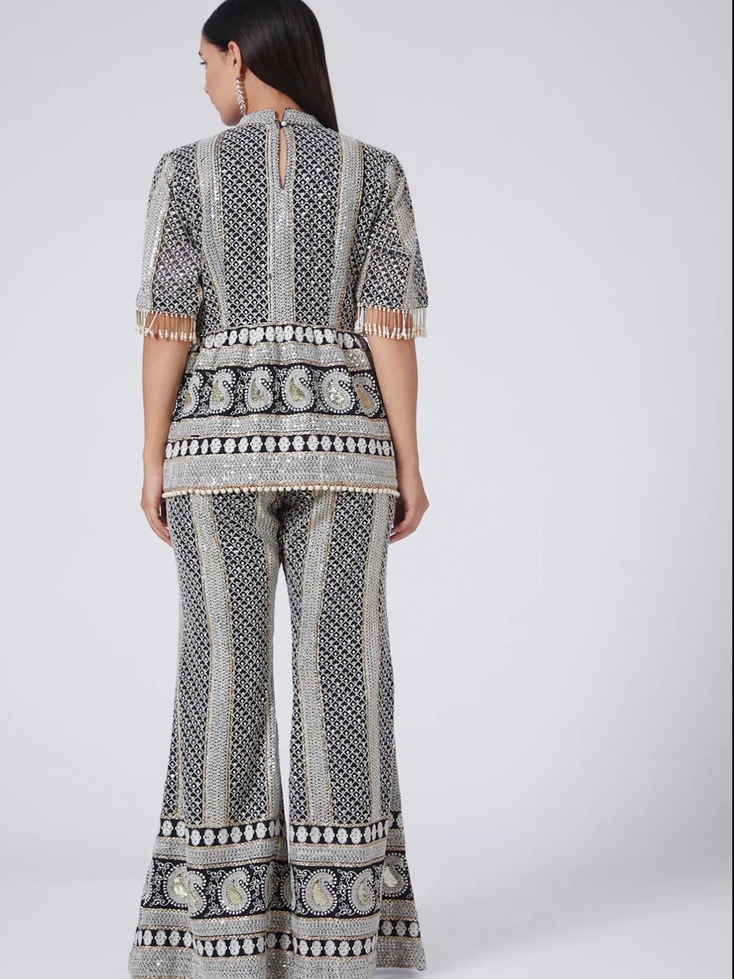 BLACK CHIKANKARI PEPLUM COORD SET