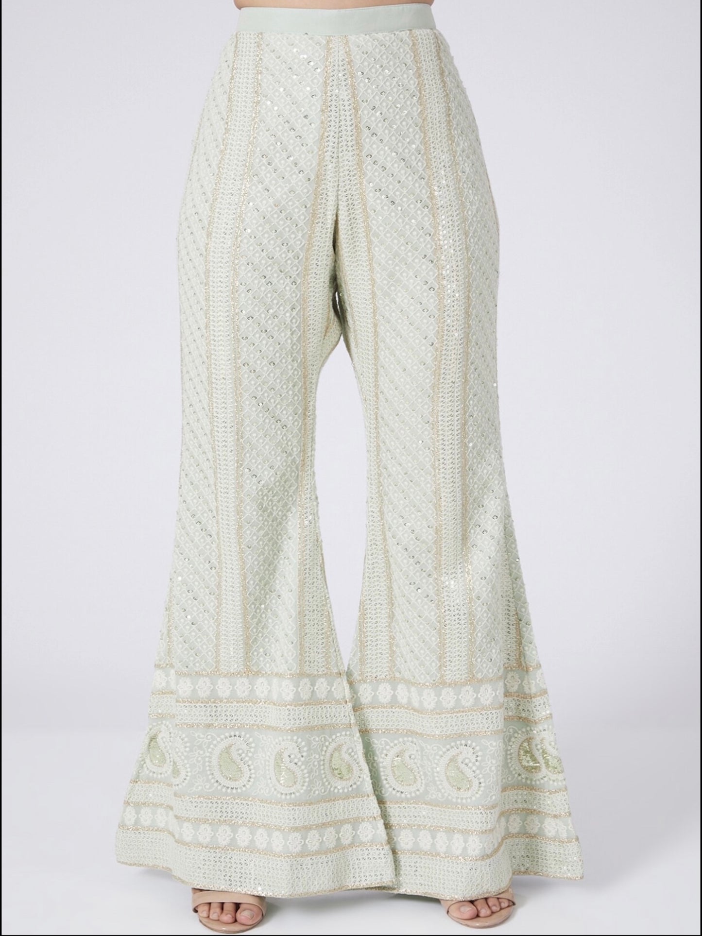 MINT GREEN CHIKANKARI PEPLUM COORD SET