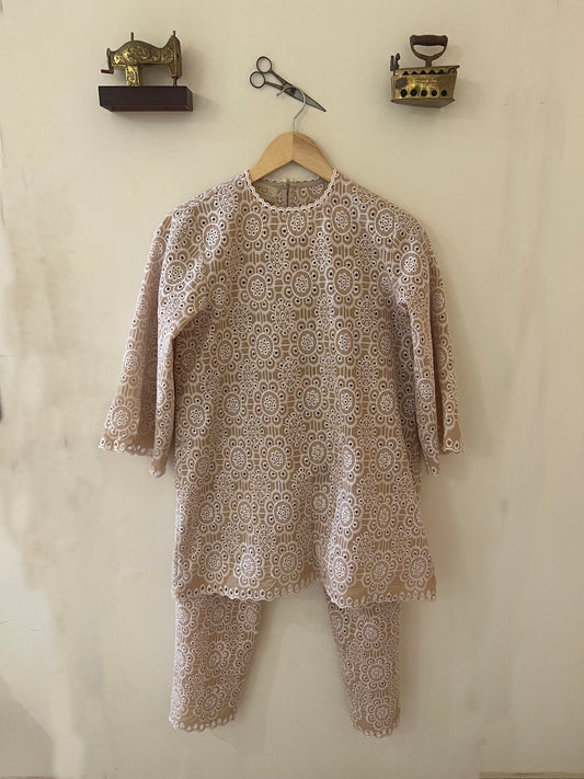 Beige cotton coord set