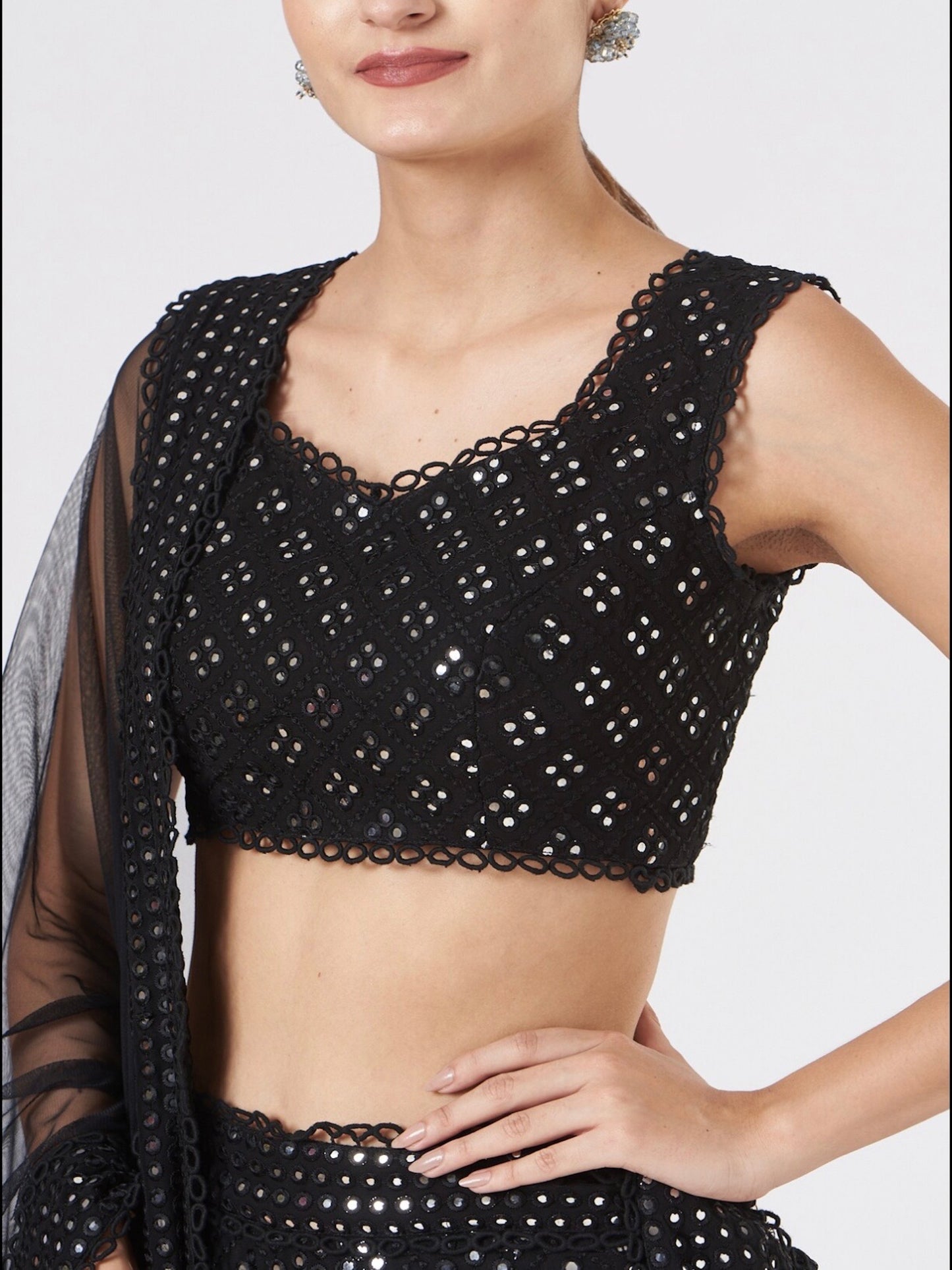 BLACK MIRROR WORK LEHENGA SET