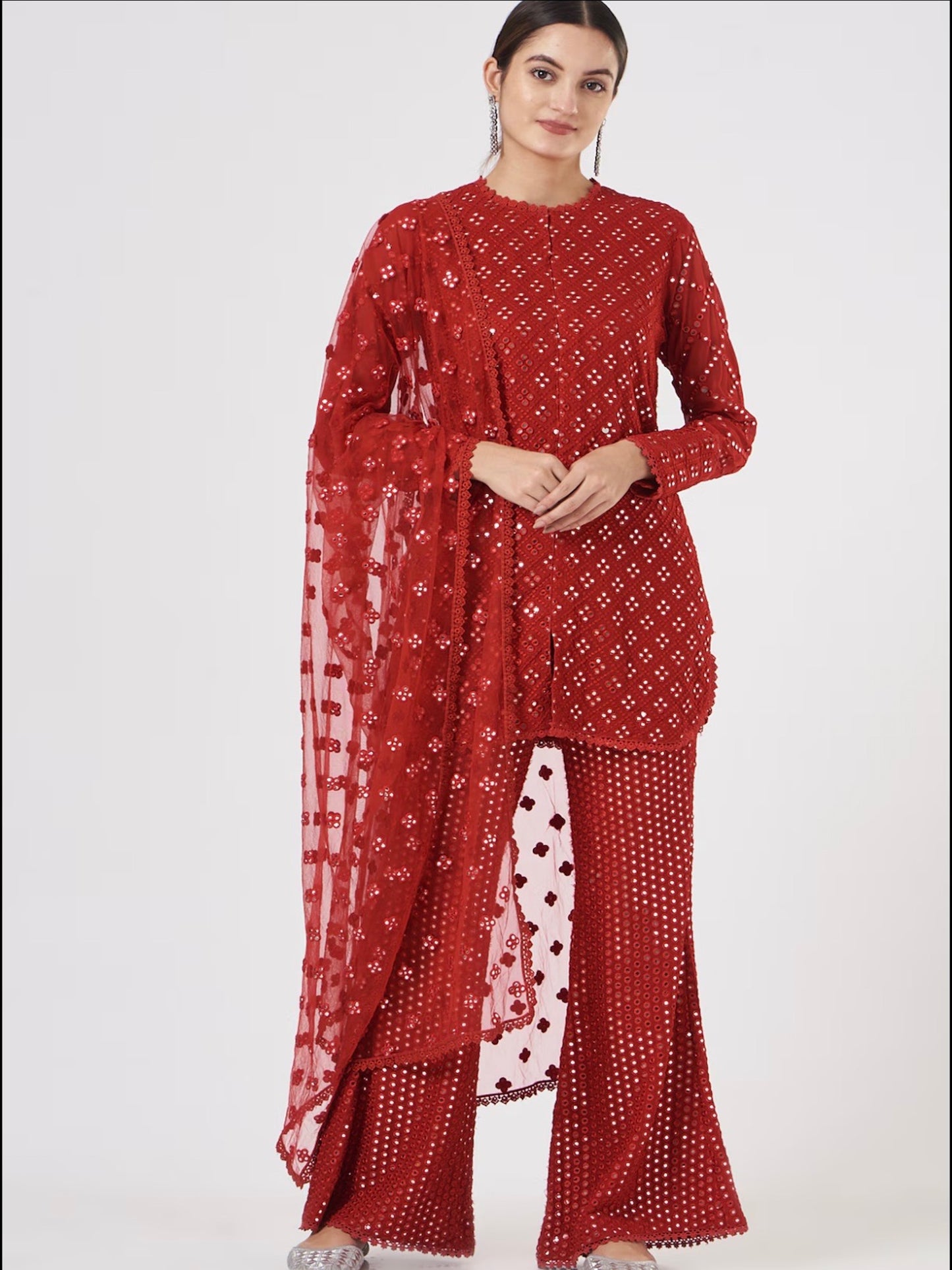 RED MIRROR WORK COORD SET