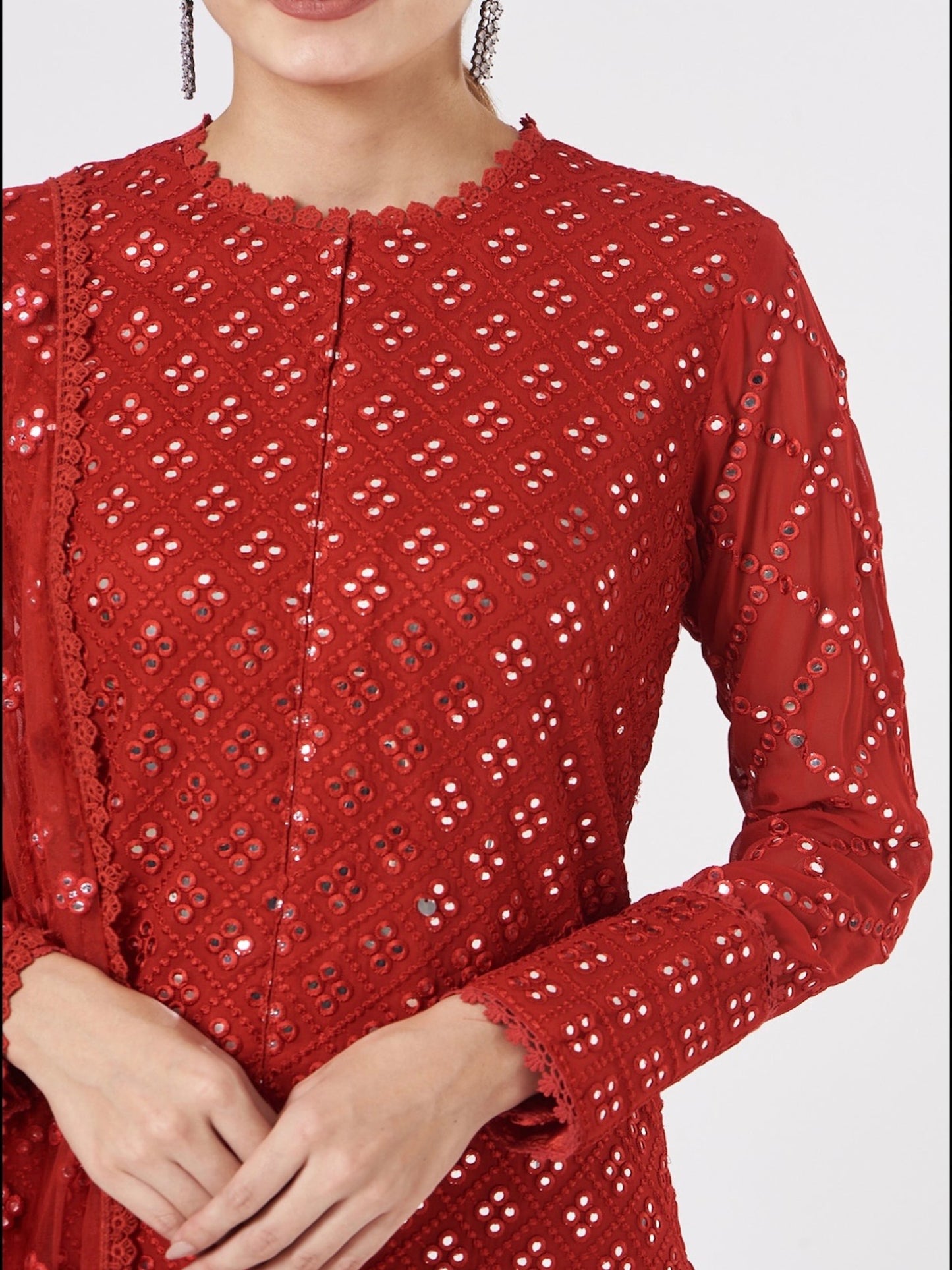 RED MIRROR WORK COORD SET