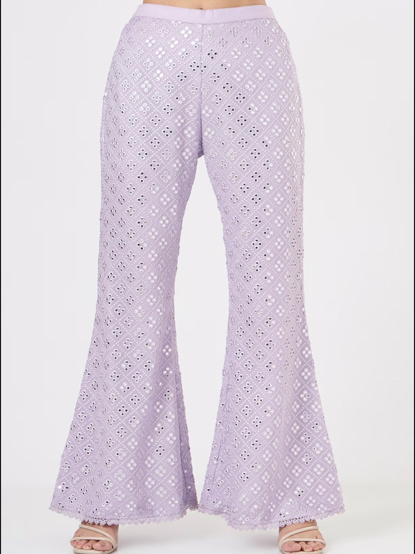 LAVENDER MIRROR WORK PEPLUM COORD SET
