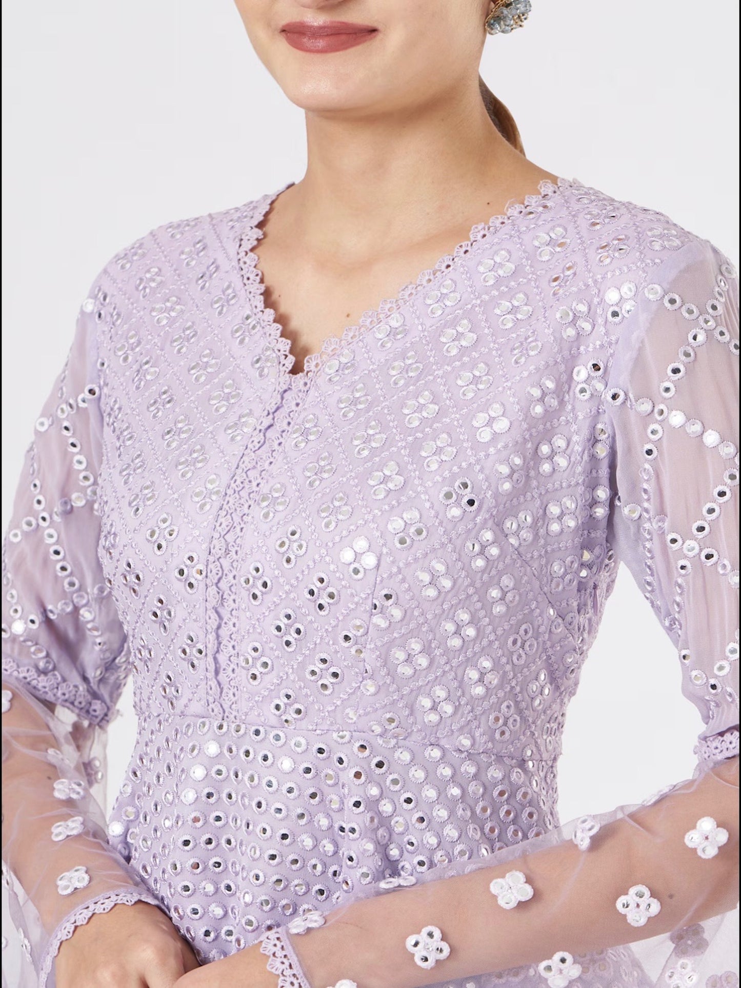 LAVENDER MIRROR WORK PEPLUM COORD SET