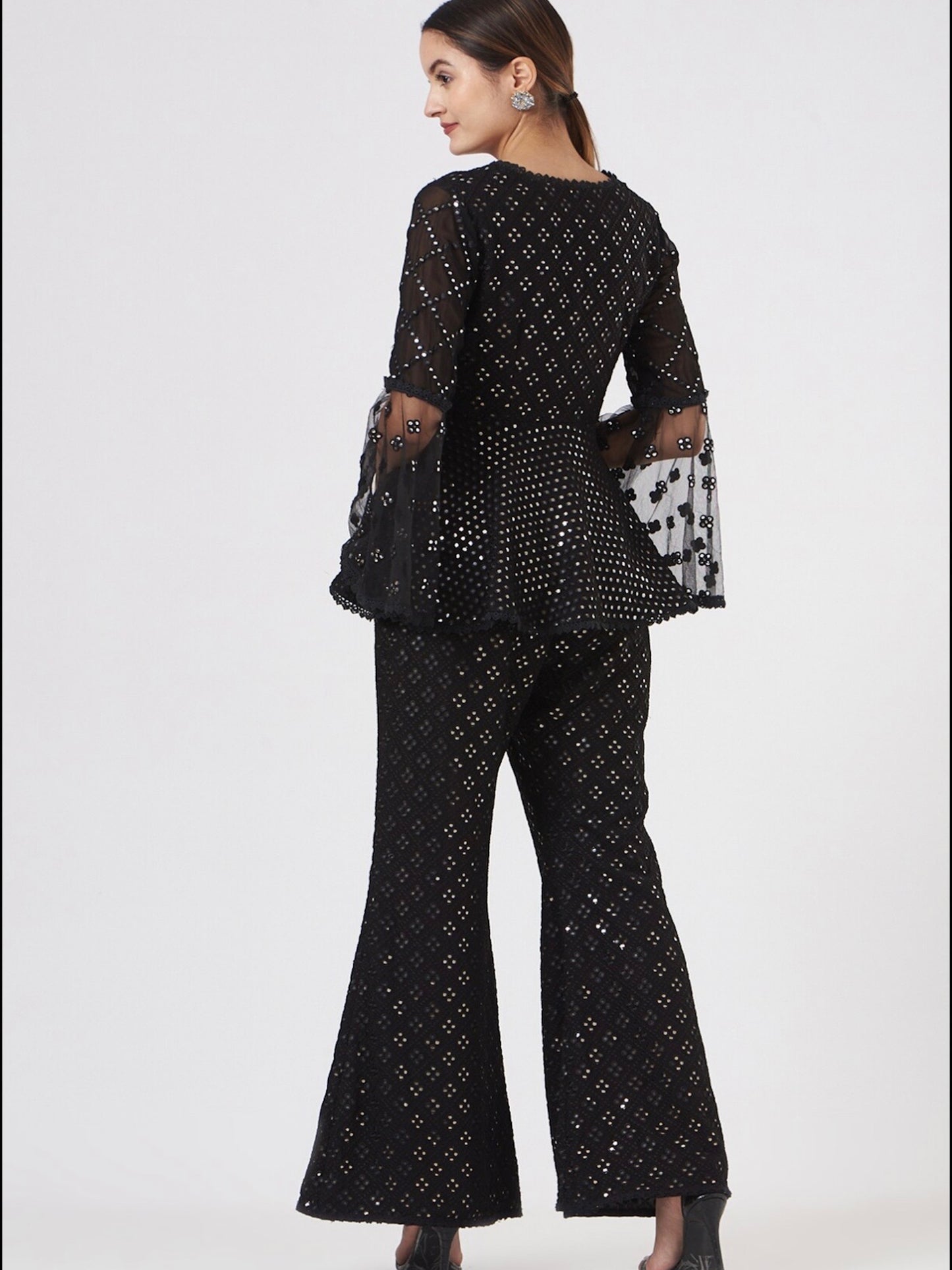 BLACK MIRROR WORK PEPLUM SET