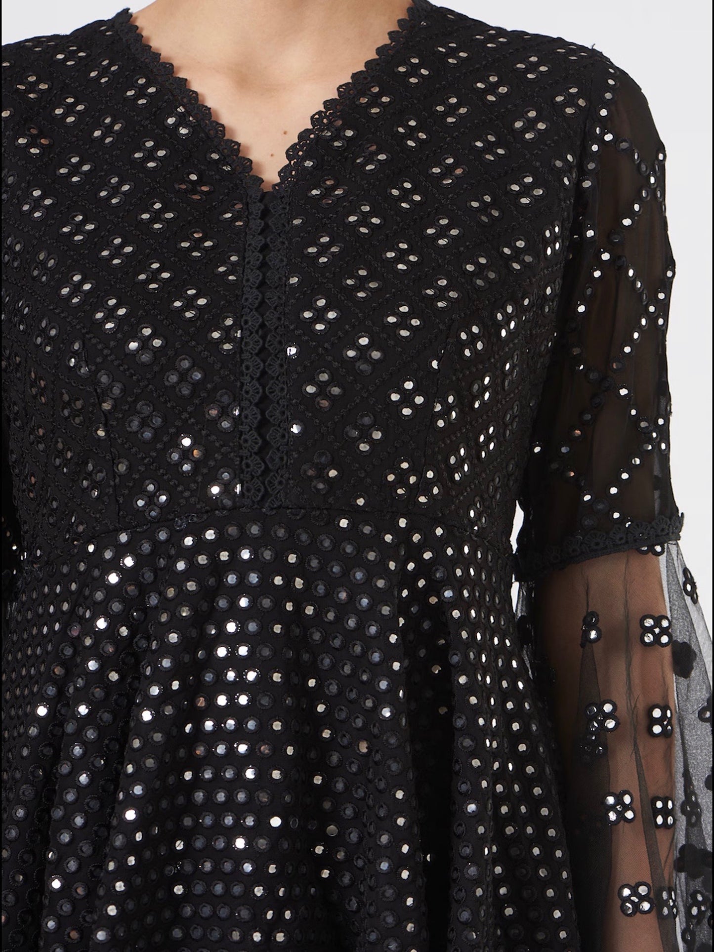 BLACK MIRROR WORK PEPLUM SET